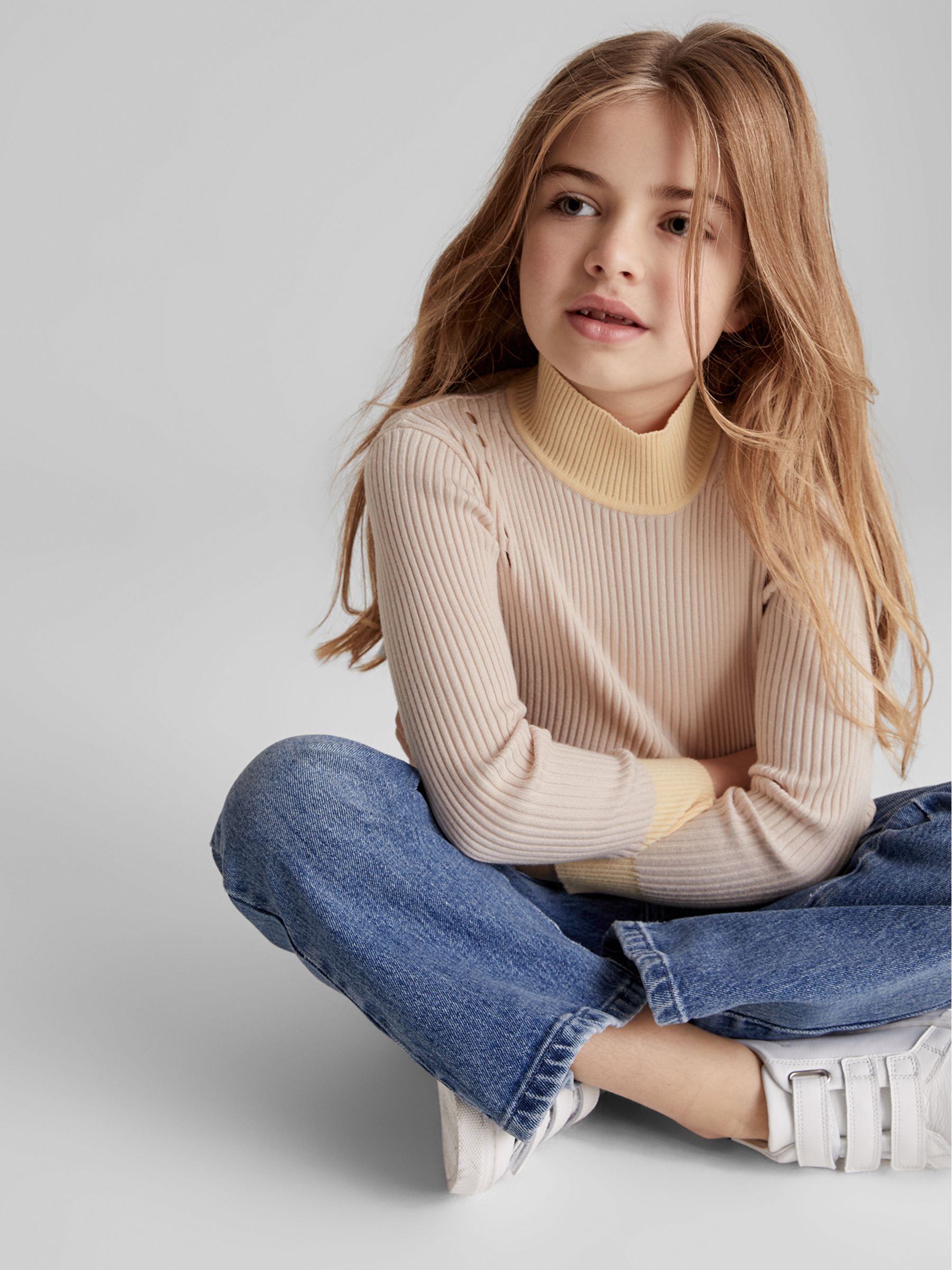 High Neck Rib Knit Top in Neutral - 圖片 1/1
