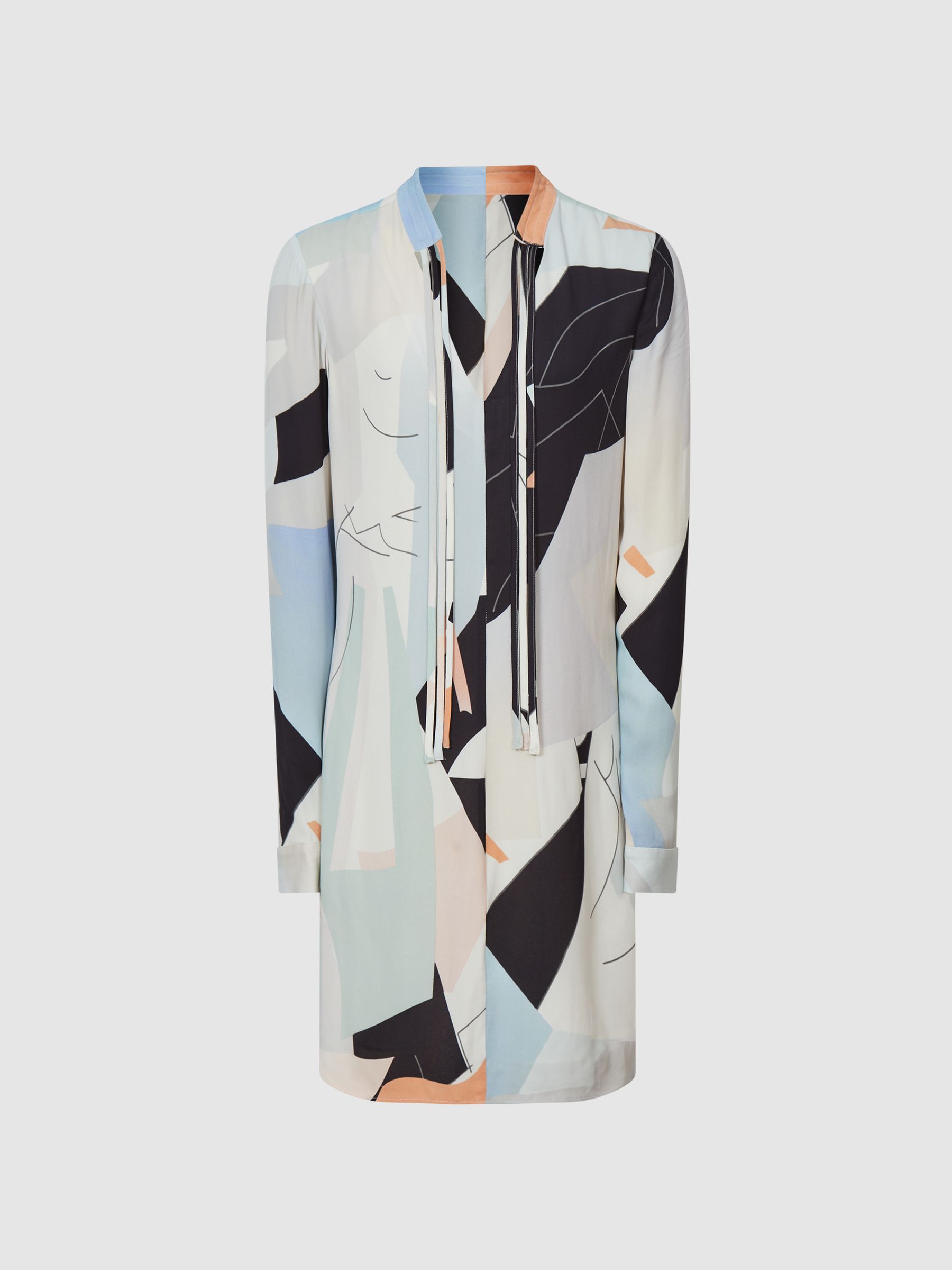 Abstract Print Mini Dress in Blue - Image 2 of 6