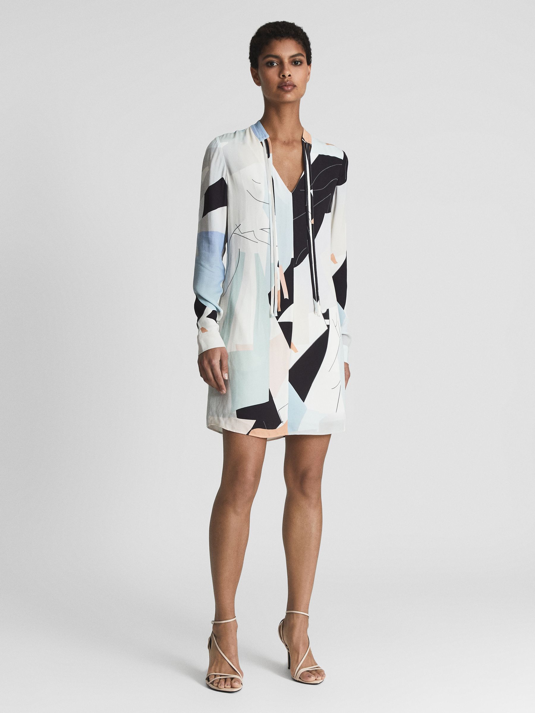 Abstract Print Mini Dress in Blue - Image 6 of 6