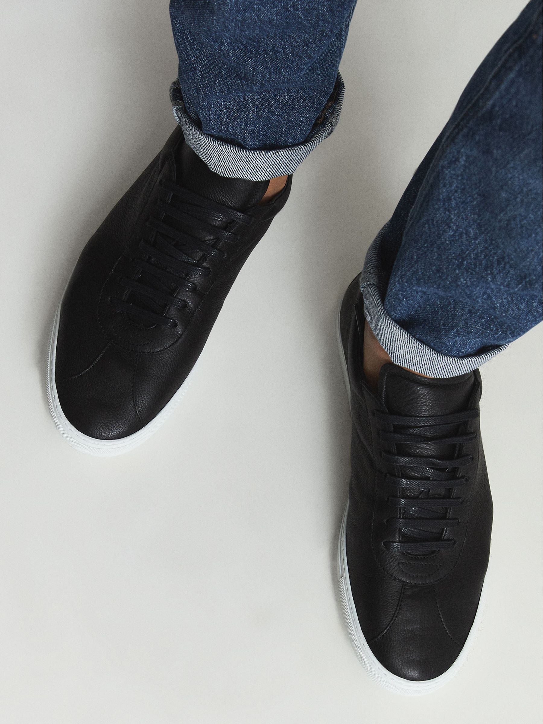 Leather Trainers in Black - Image 1 of 5