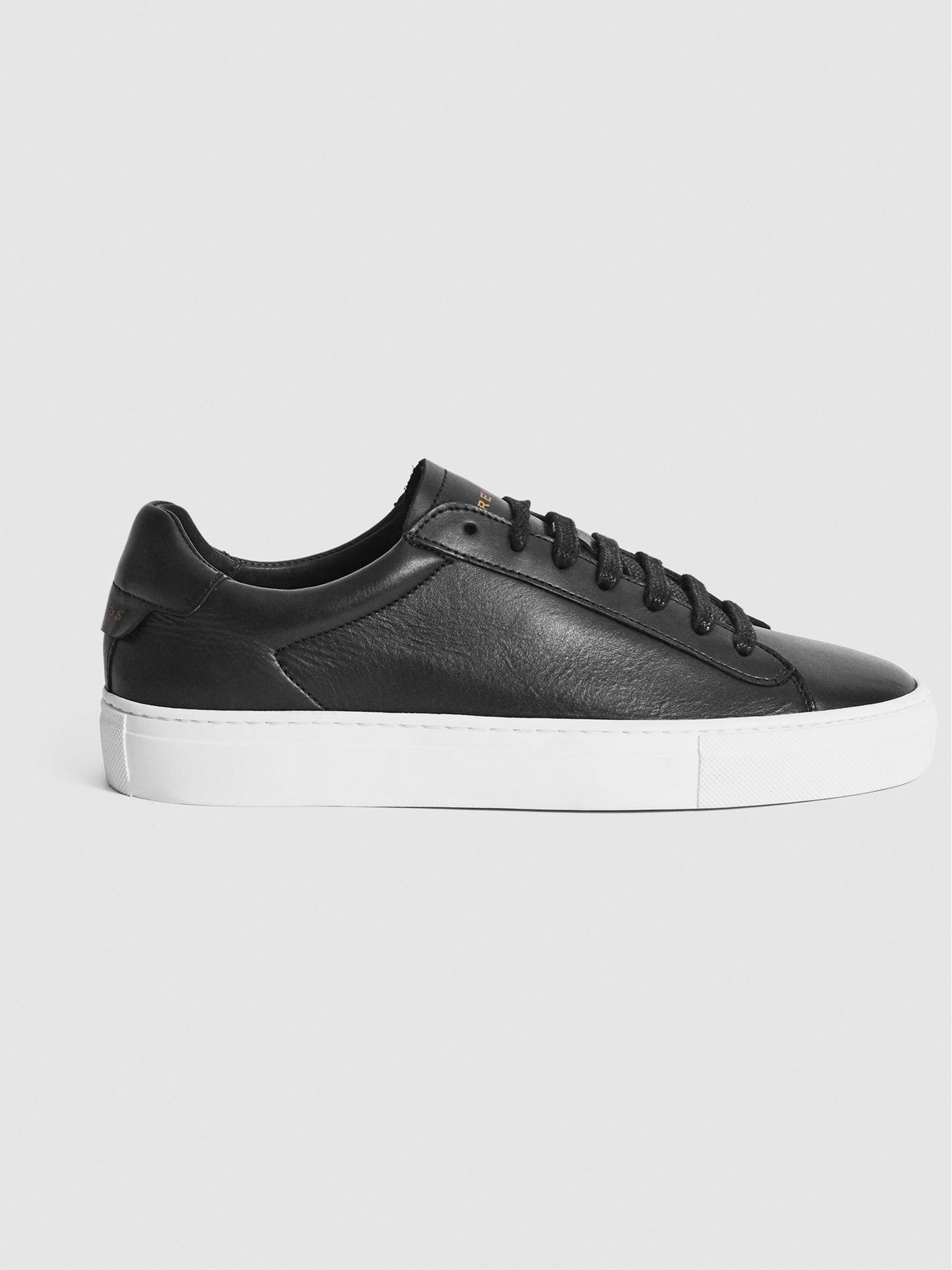 Leather Contrast Sole Trainers in Black - Image 2 of 6