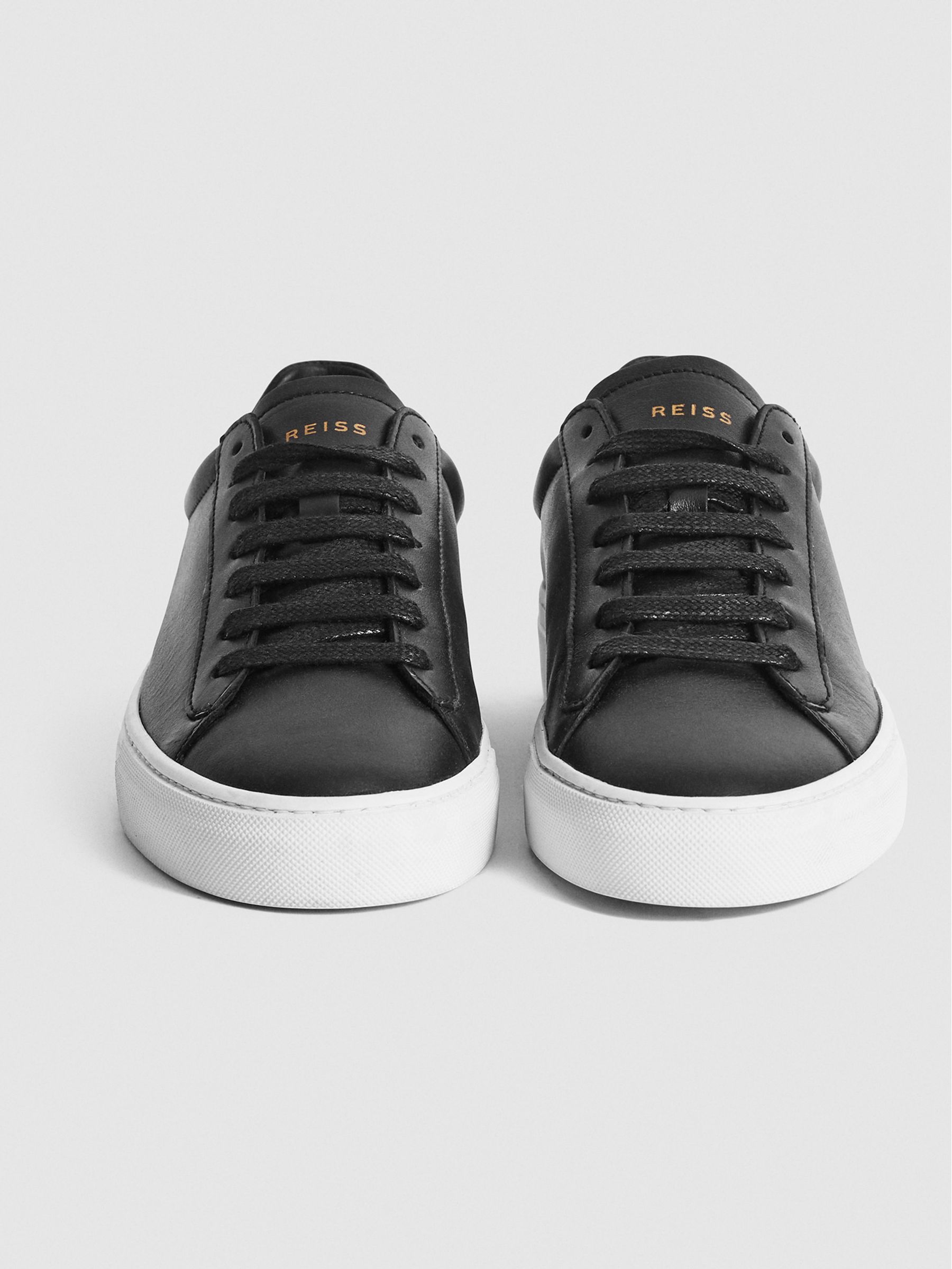 Leather Contrast Sole Trainers in Black - Image 4 of 6