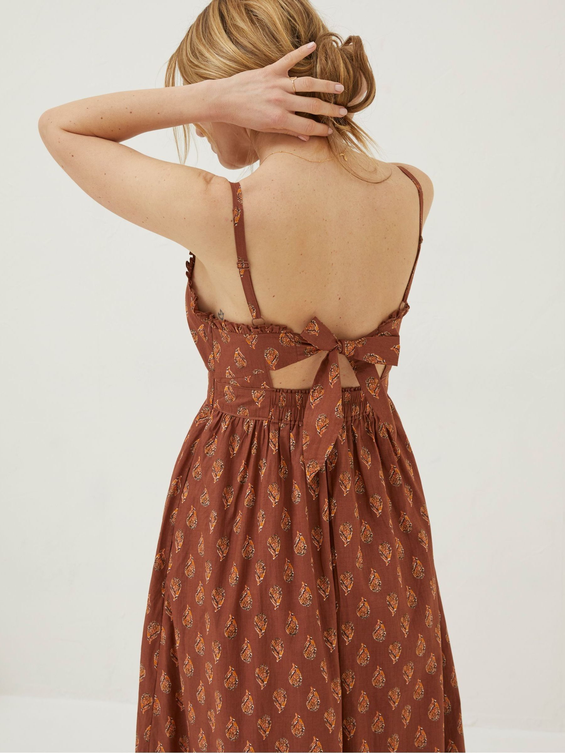 Brown Woodblock Jayden Midi Dress - Image 4 of 6