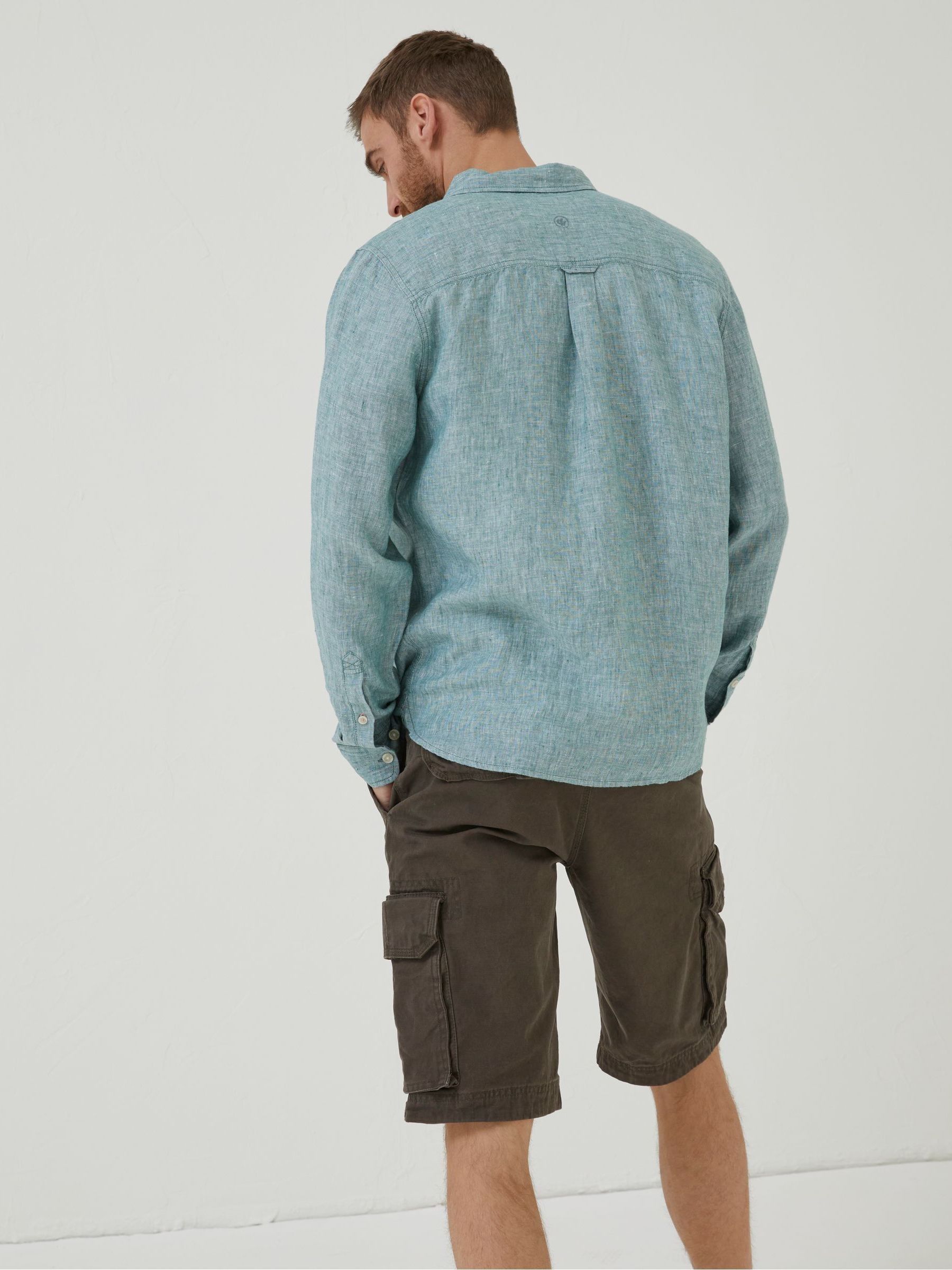 Green Plain Linen Shirt - Image 2 of 6