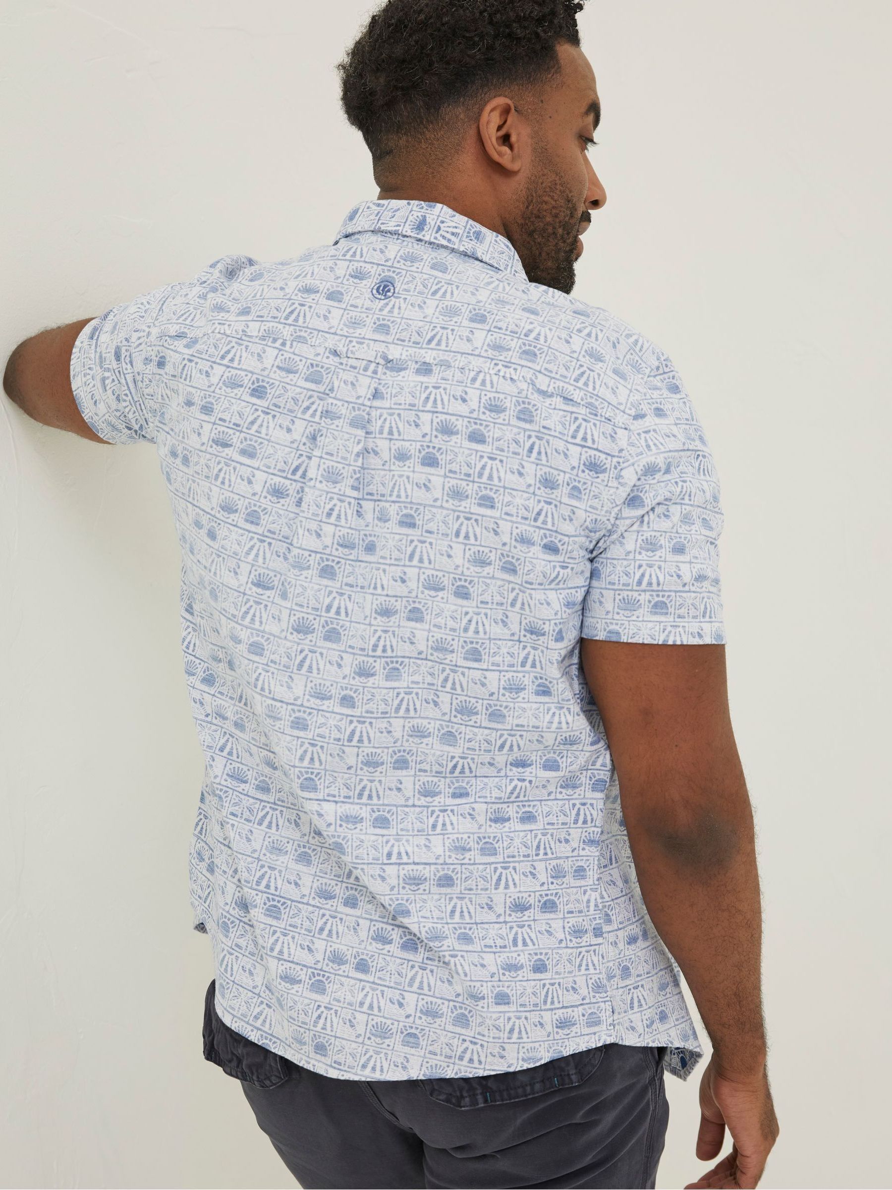 Blue Vintage Tile Print Shirt - Image 2 of 5