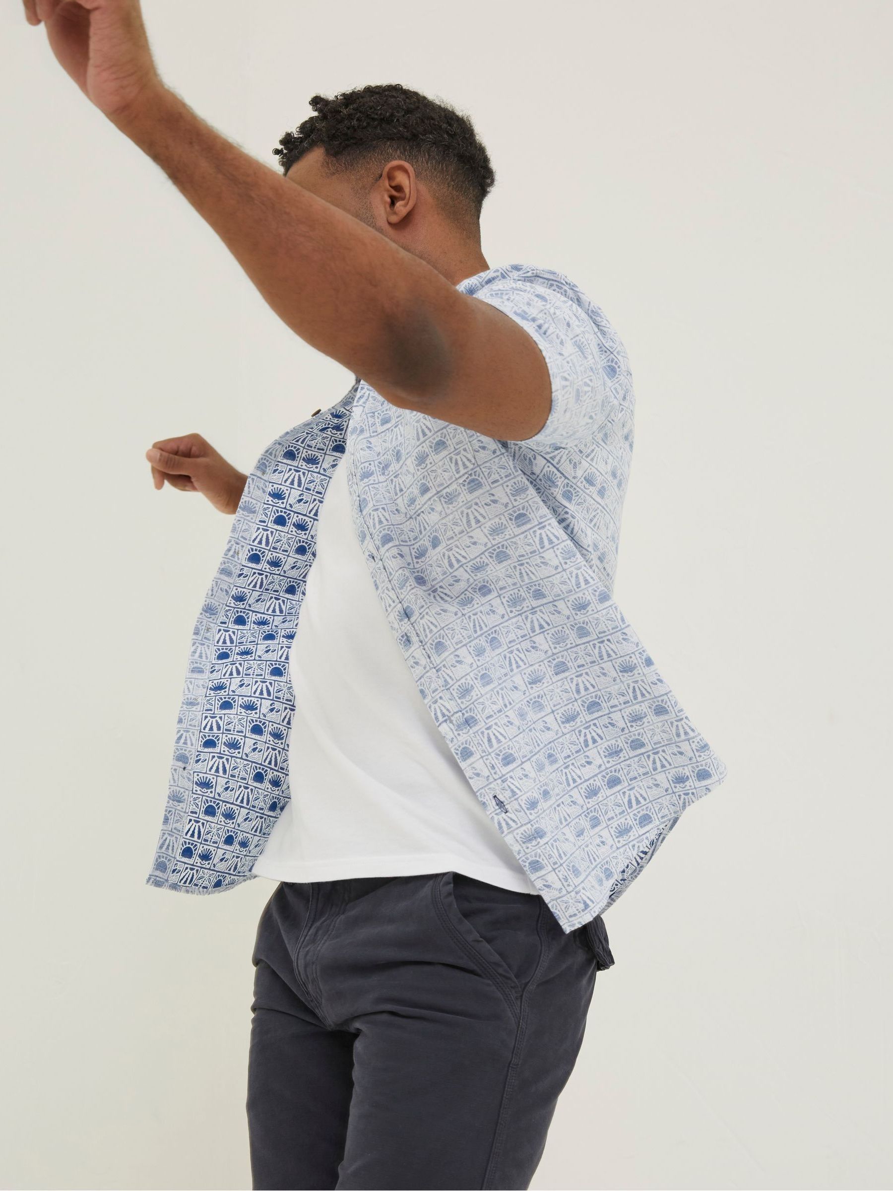 Blue Vintage Tile Print Shirt - Image 3 of 5