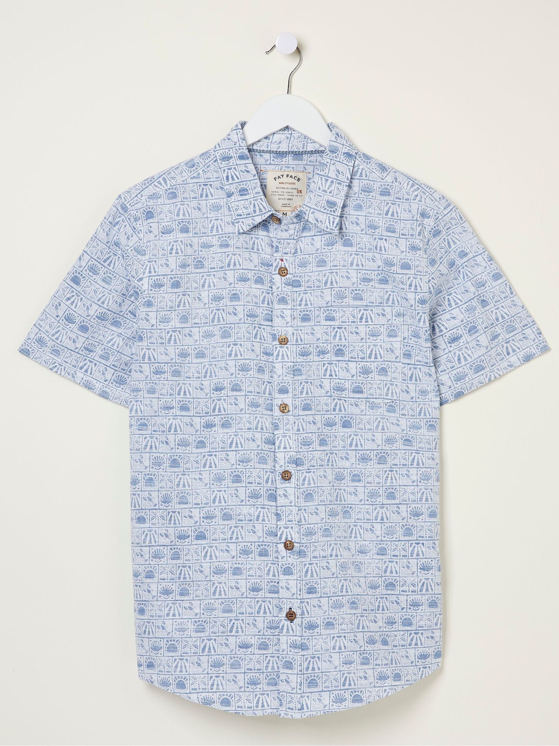 Blue Vintage Tile Print Shirt - Image 5 of 5