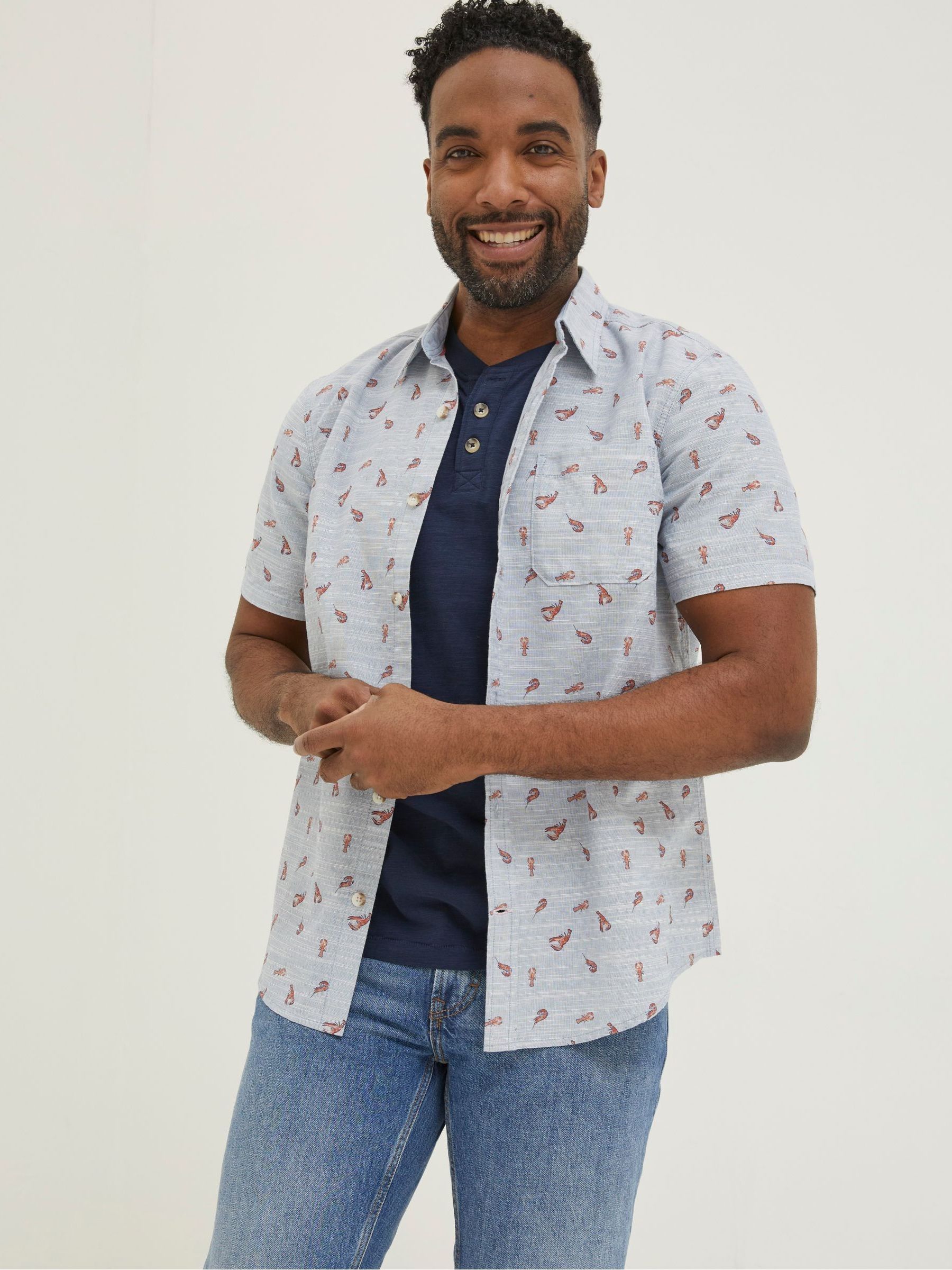 Blue Seafood Print Shirt - Image 1 of 5