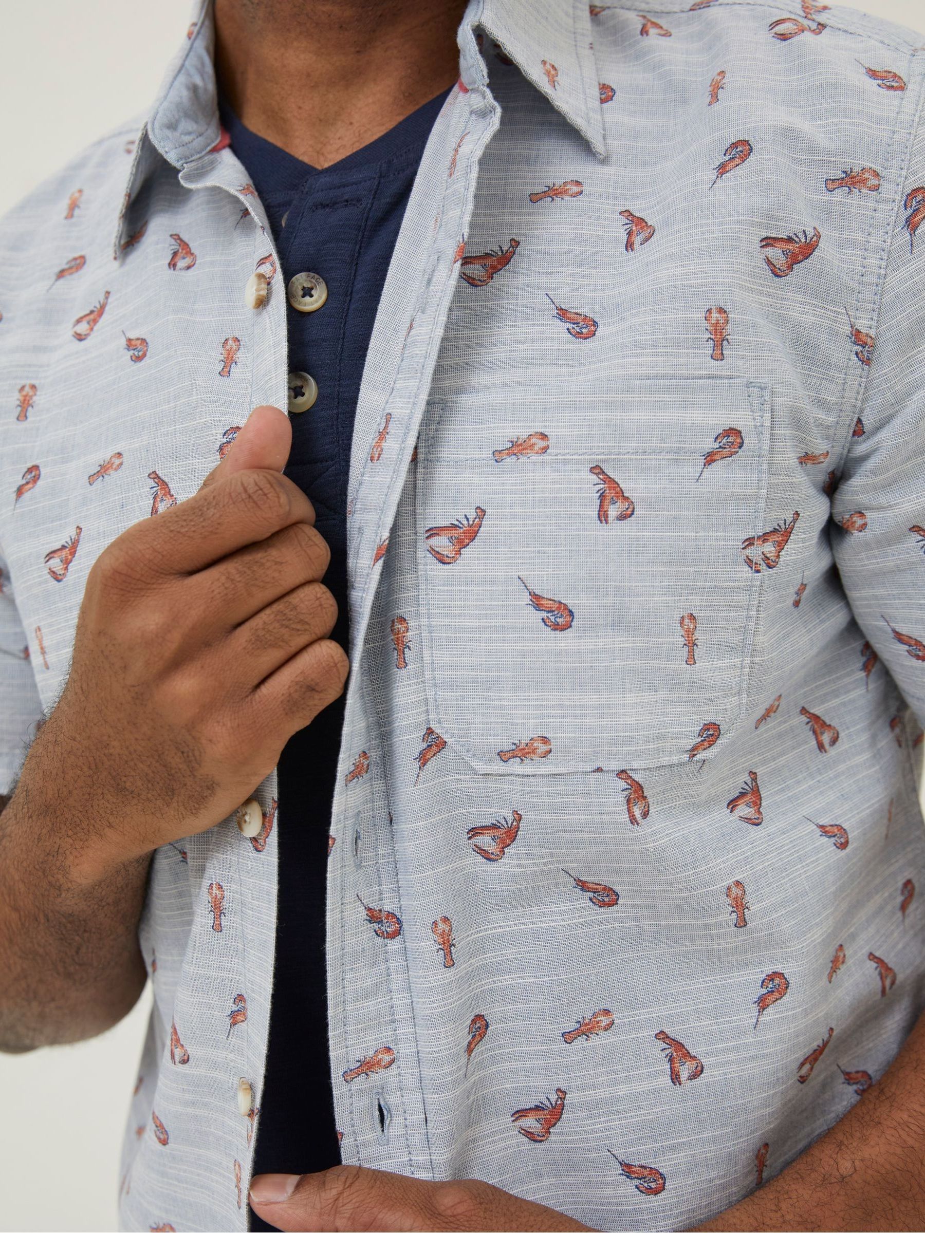 Blue Seafood Print Shirt - Image 3 of 5