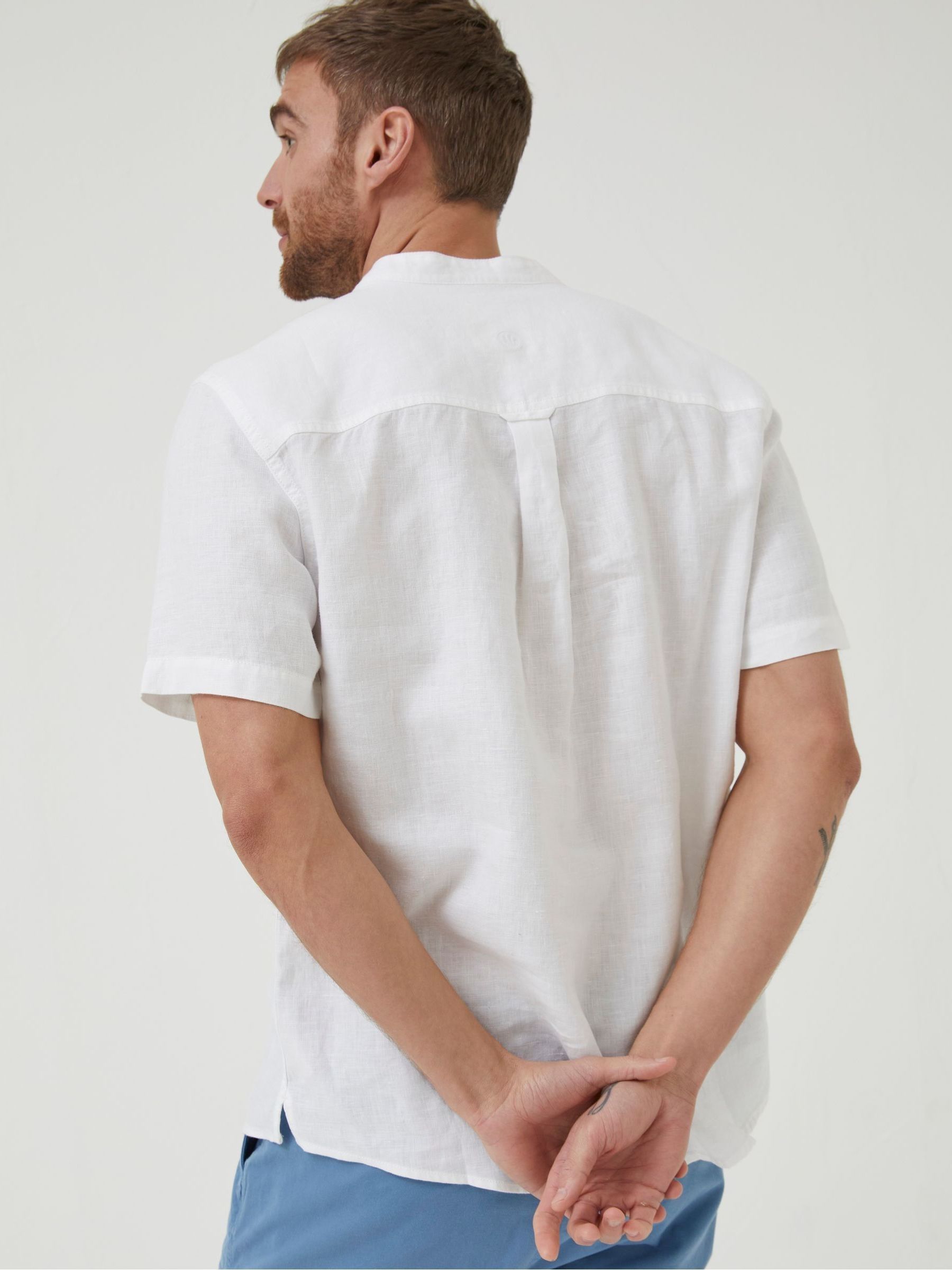White Pop Over Linen Shirt - Image 2 of 4