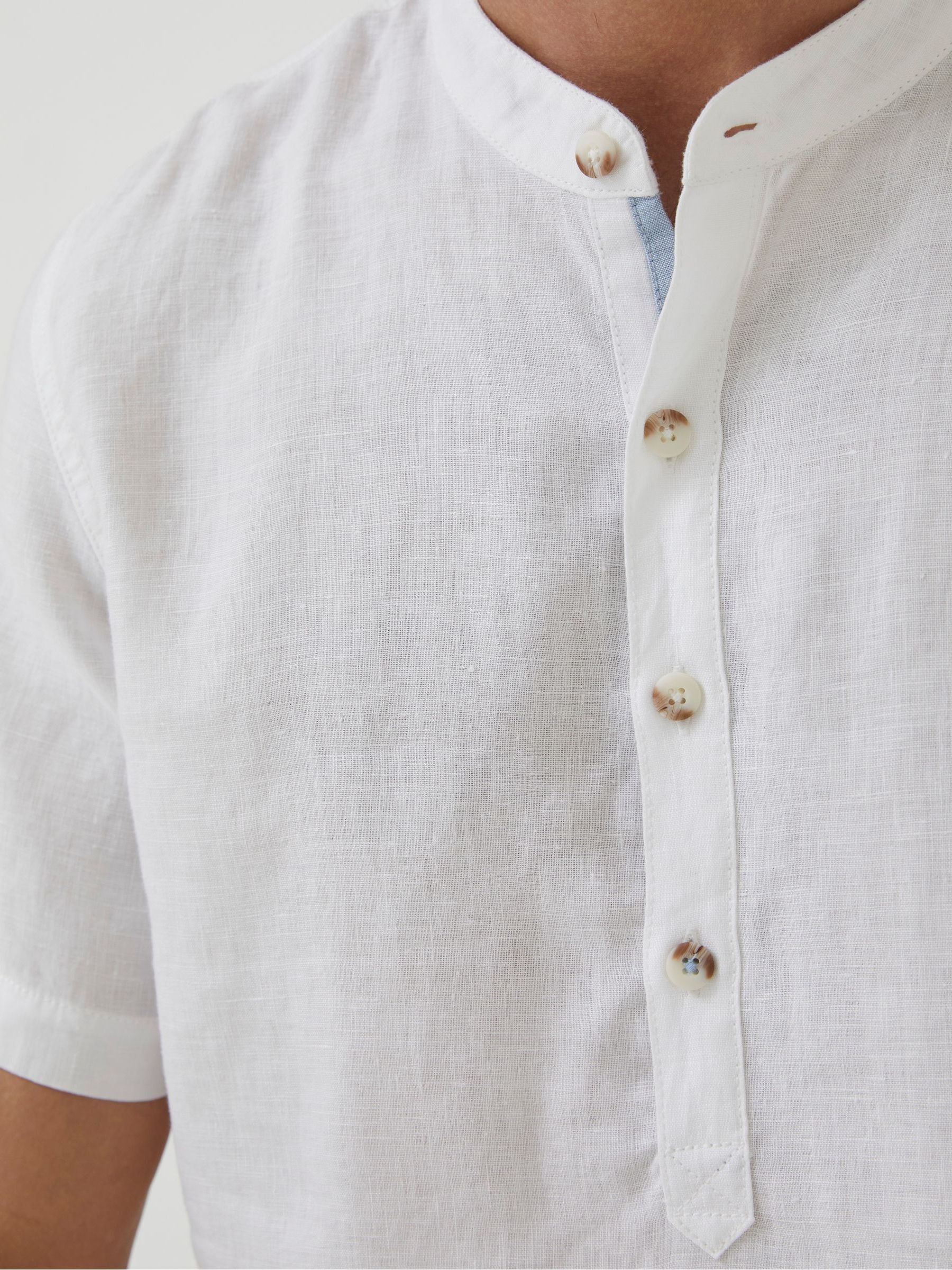 White Pop Over Linen Shirt - Image 3 of 4
