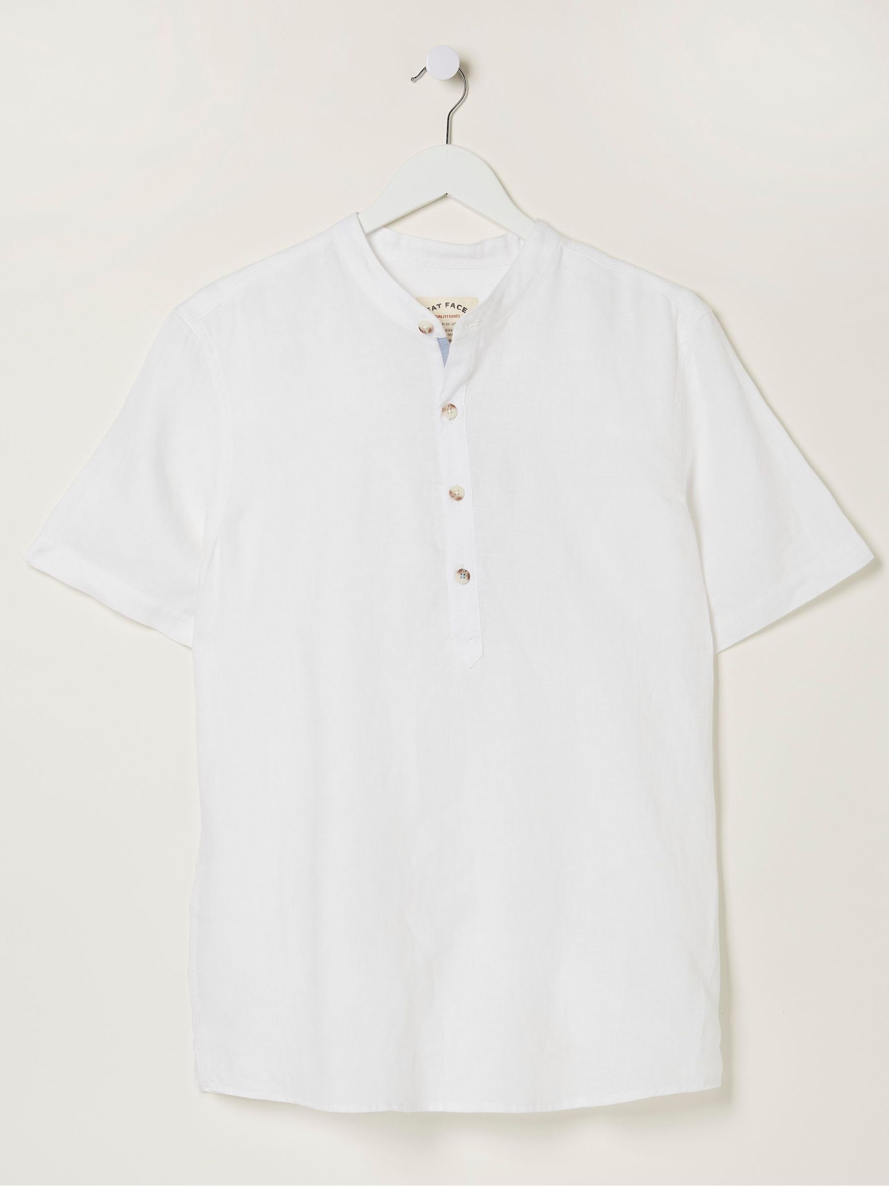 White Pop Over Linen Shirt - Image 4 of 4