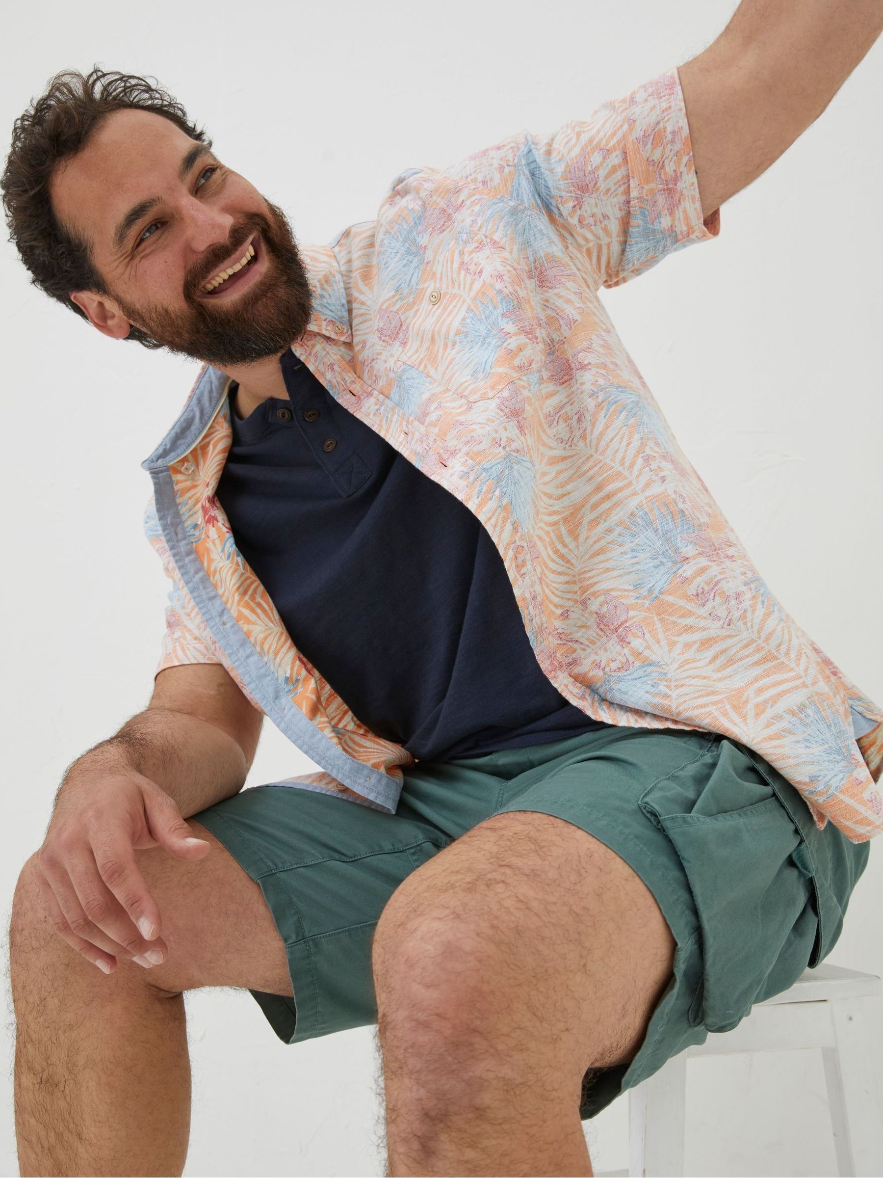 Orange Fently Palm Print Shirt - Image 3 of 5