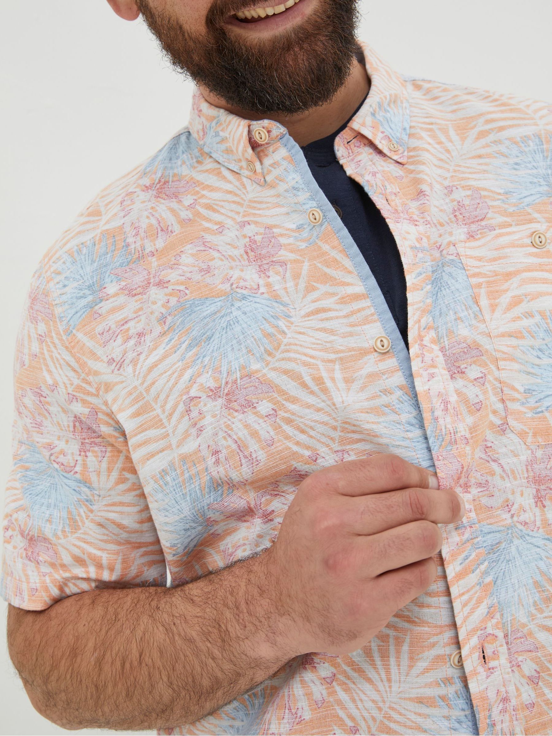 Orange Fently Palm Print Shirt - Image 4 of 5