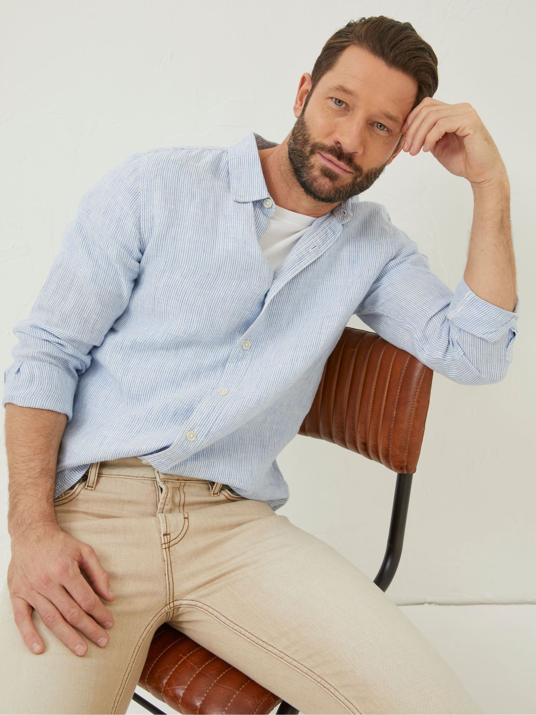 Blue Stripe Linen Shirt - Image 4 of 5