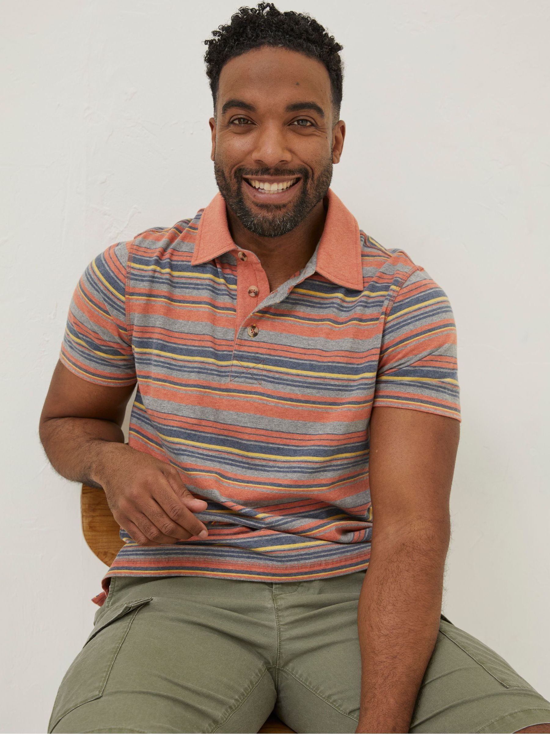Orange Penzance Stripe Polo Shirt - Image 1 of 6