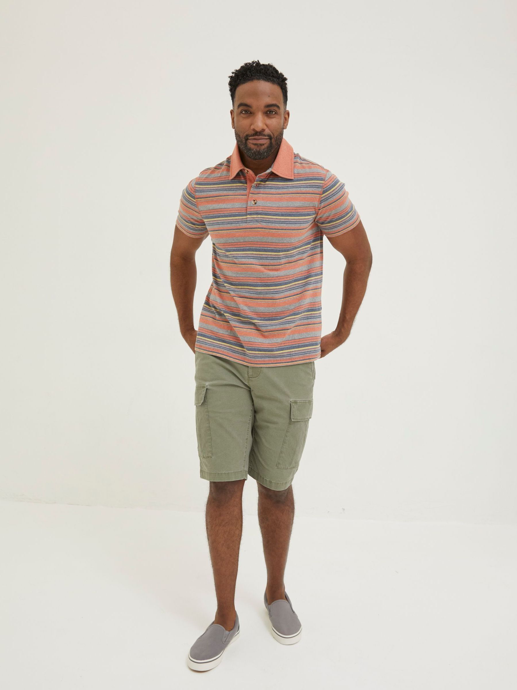 Orange Penzance Stripe Polo Shirt - Image 4 of 6