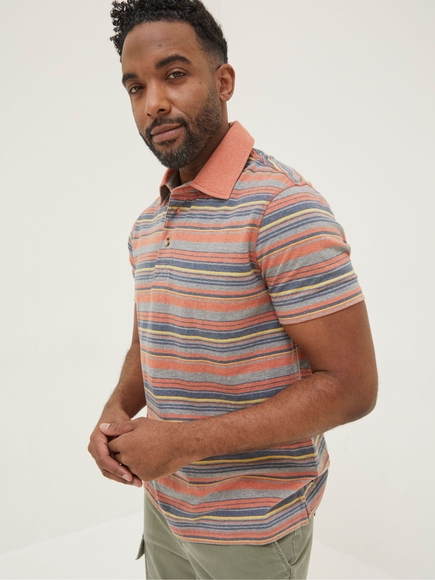 Orange Penzance Stripe Polo Shirt - Image 5 of 6
