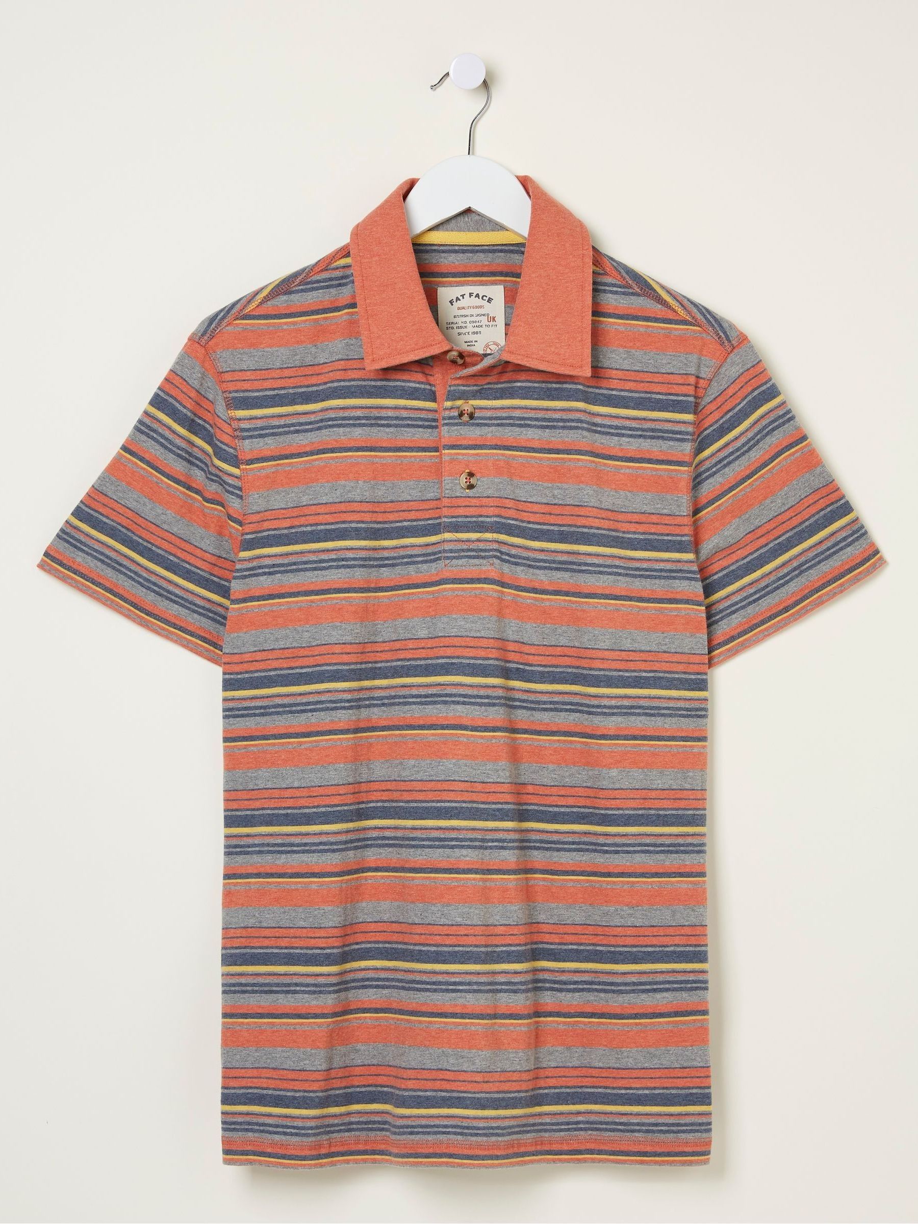 Orange Penzance Stripe Polo Shirt - Image 6 of 6