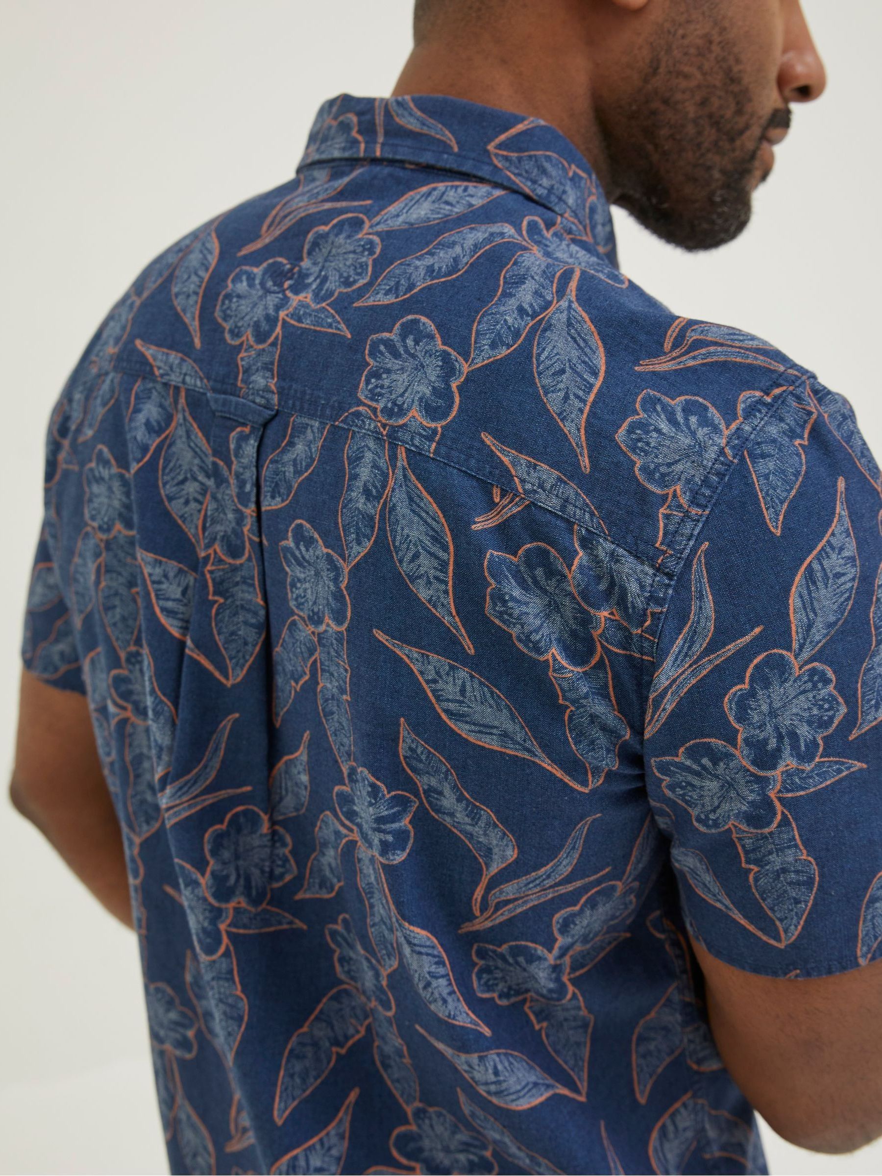 Blue Hibiscus Print Shirt - Image 4 of 6