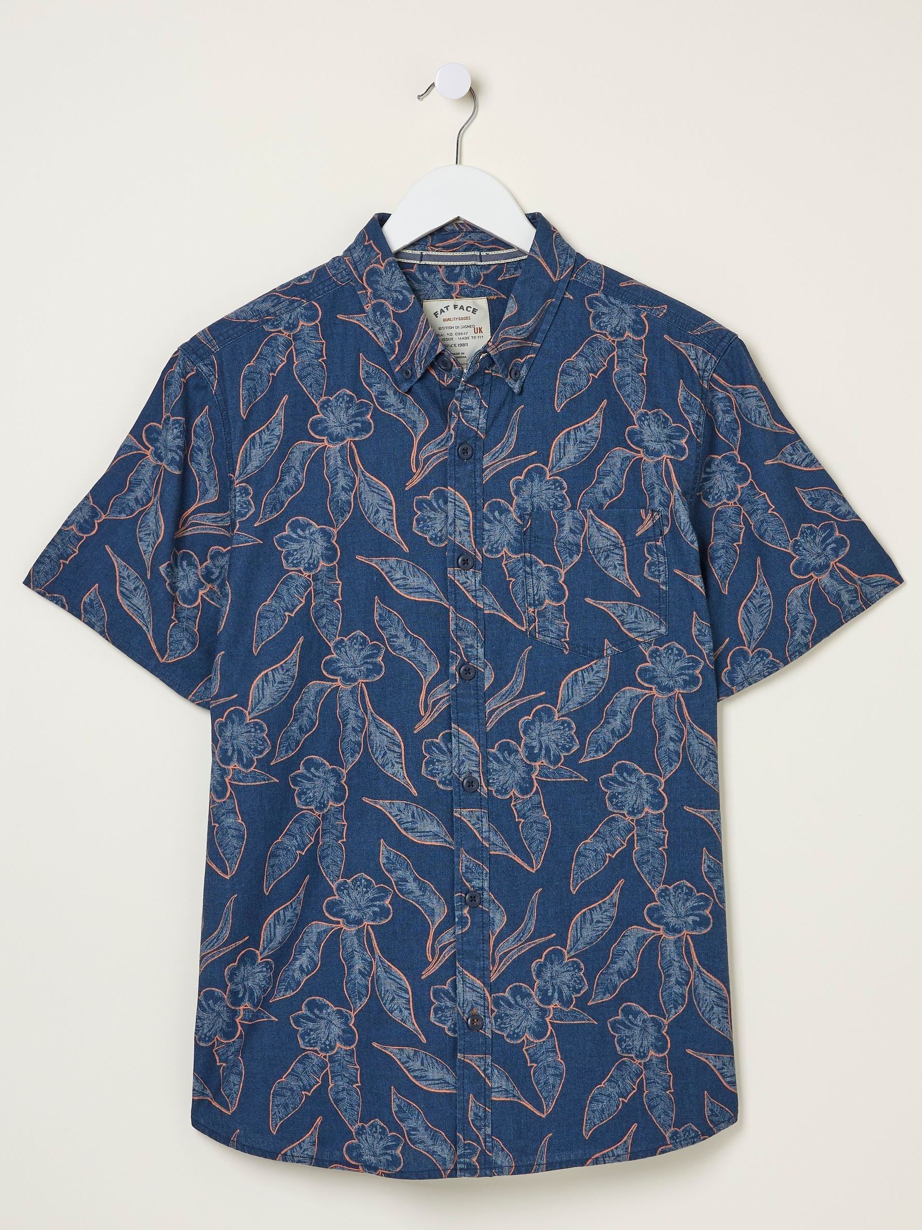 Blue Hibiscus Print Shirt - Image 6 of 6