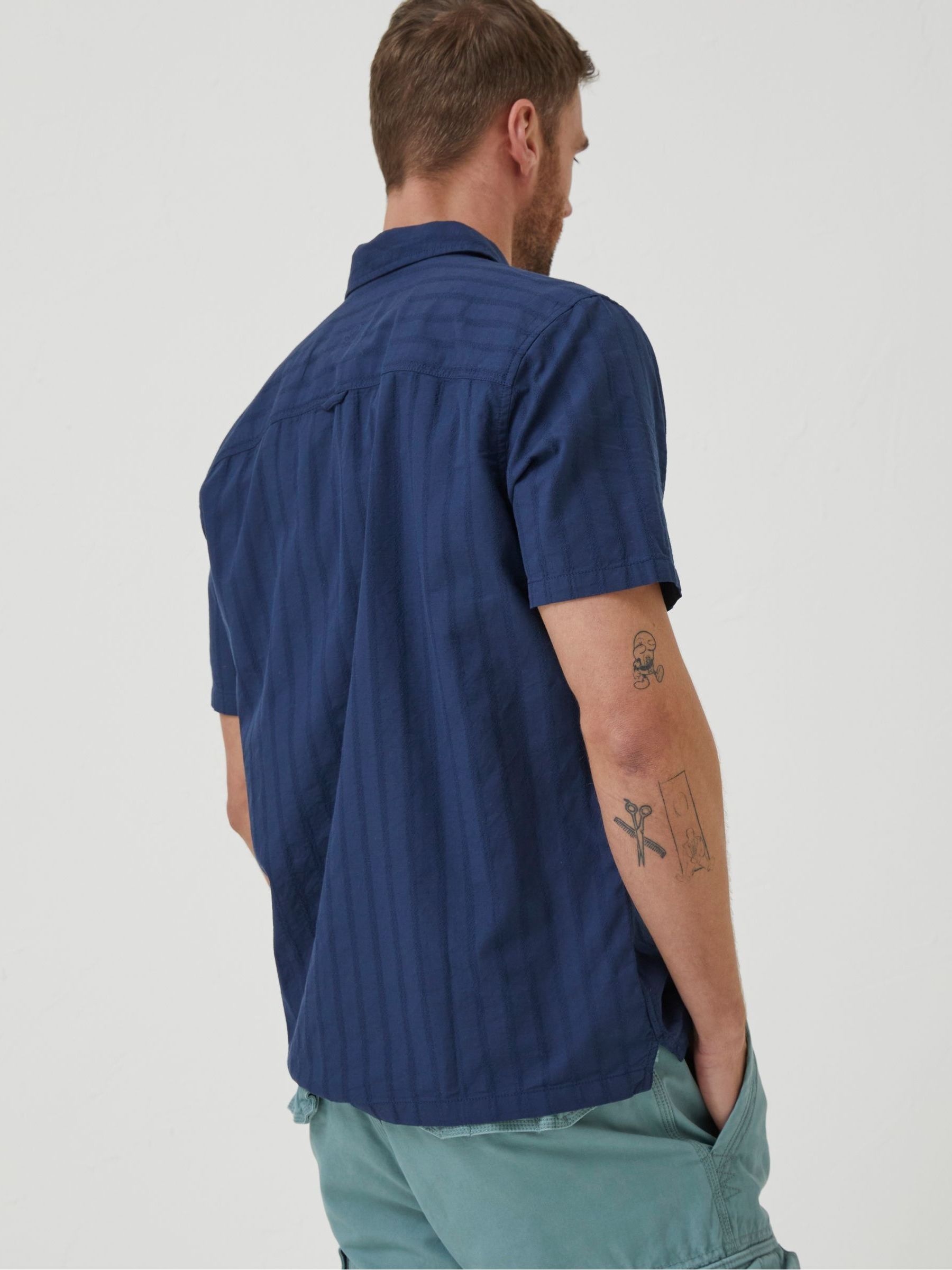 Blue Self Stripe Revere Shirt - Image 2 of 5