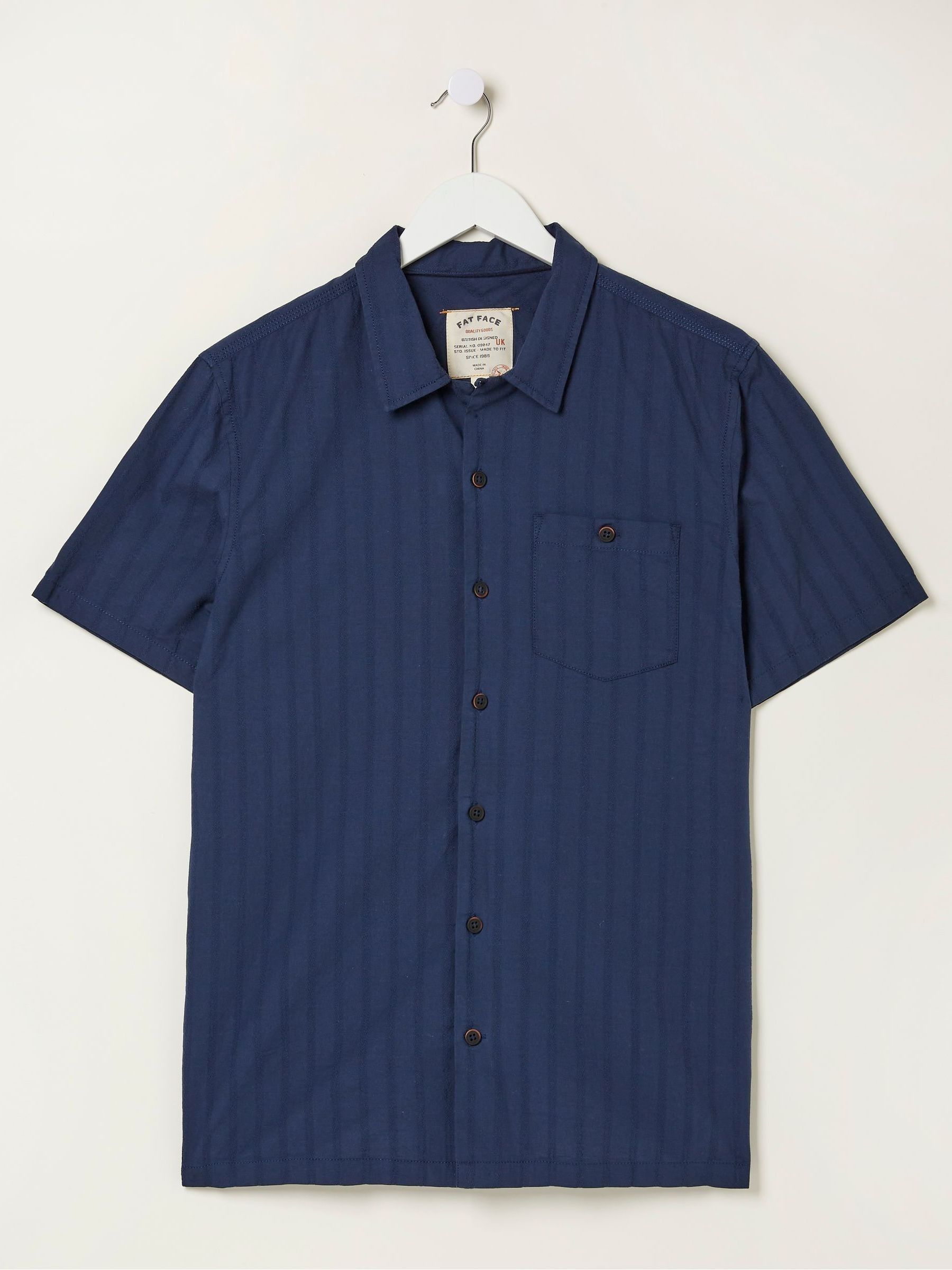 Blue Self Stripe Revere Shirt - Image 5 of 5