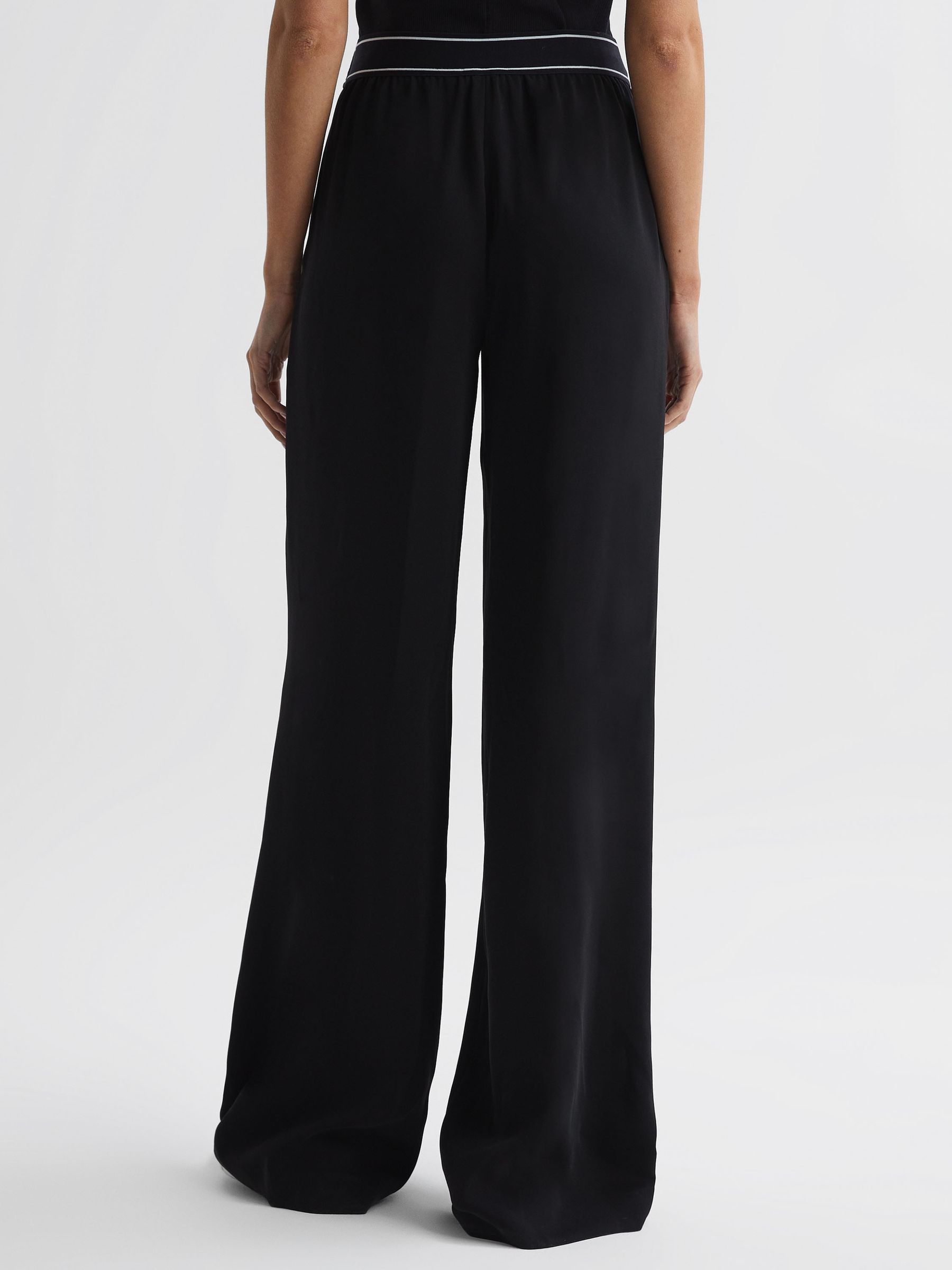 Petite Wide Leg Elasticated Trousers in Black - Image 5 of 6