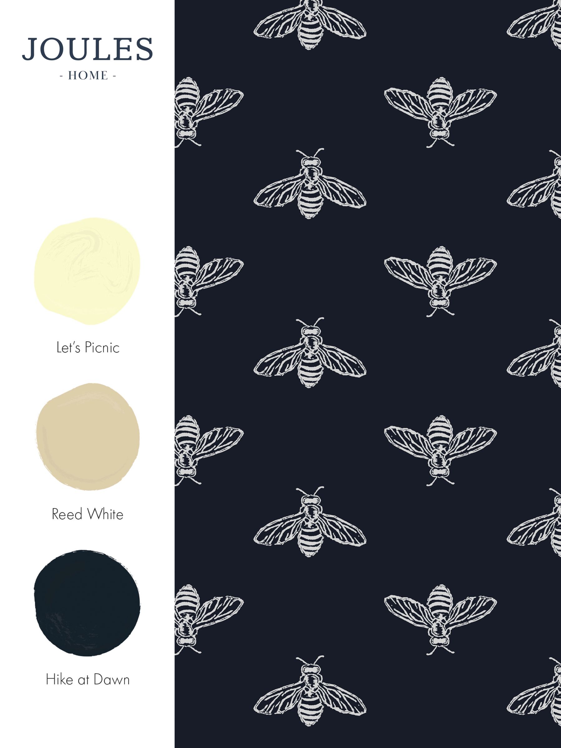 French Navy Block Print Bee Wallpaper - Image 3 of 3