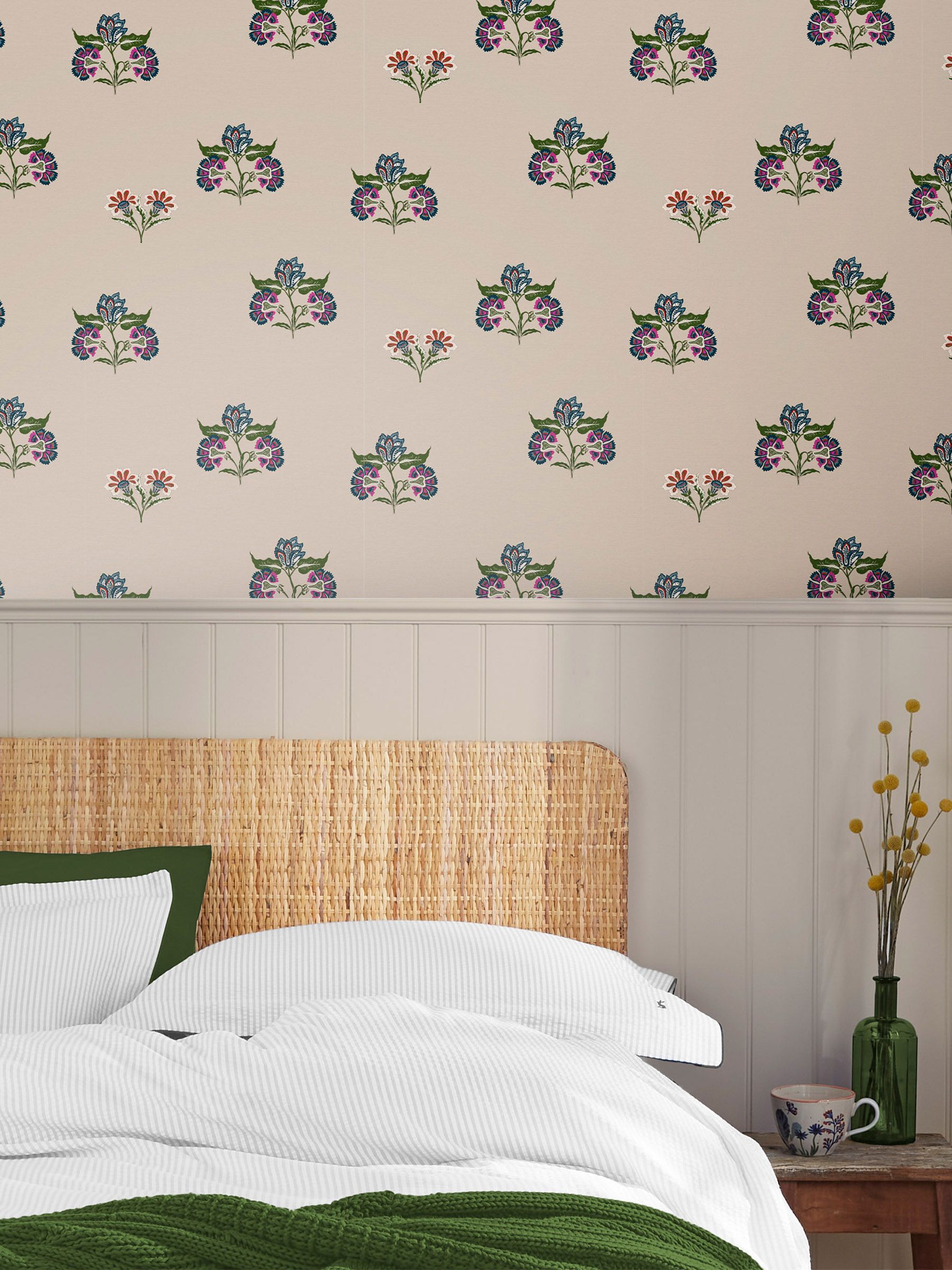 Dawn Grey Indienne Block Print 10M Wallpaper - Image 1 of 3