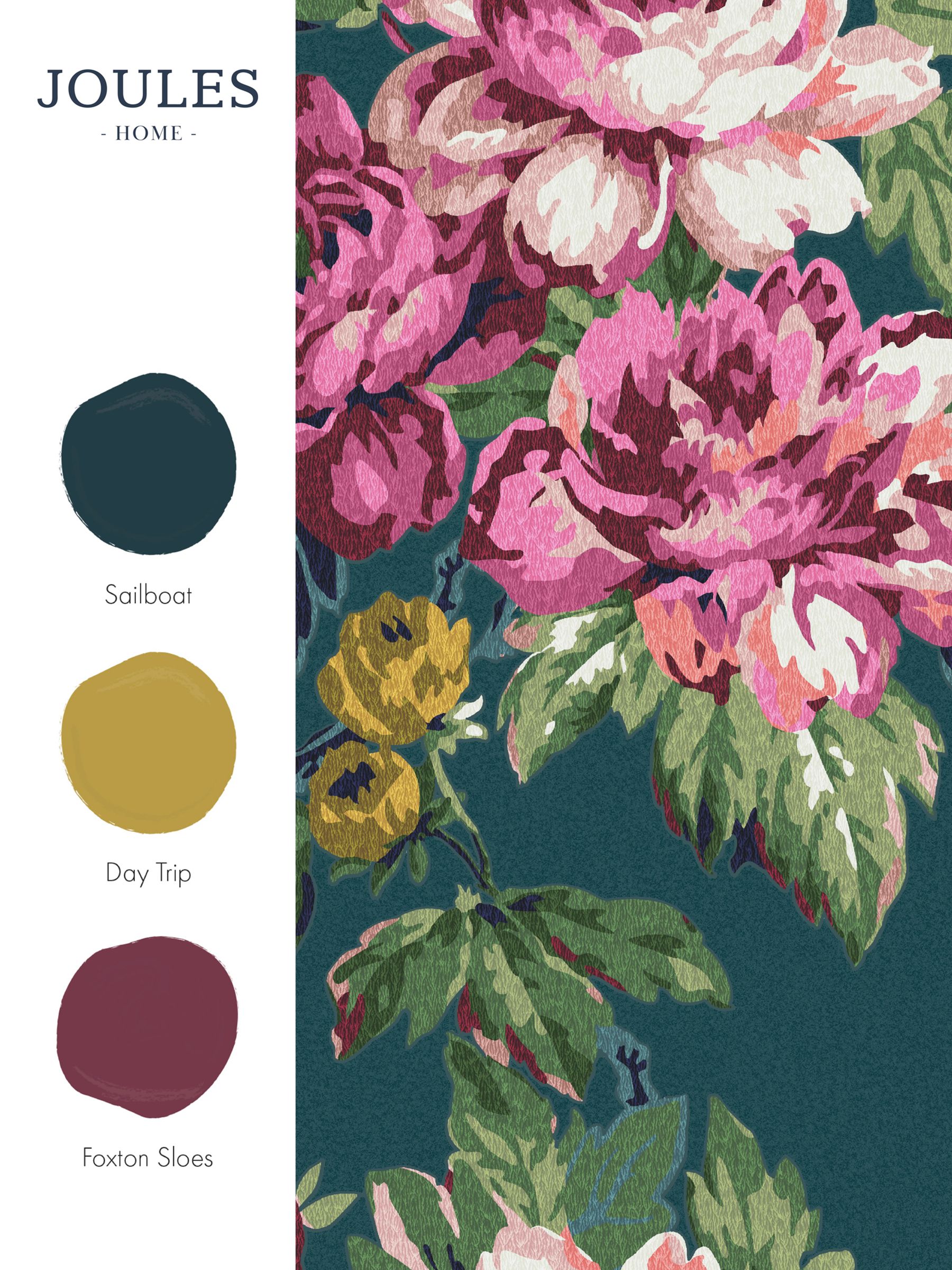 Peacock Blue Invite Floral 10M Wallpaper - Image 3 of 3