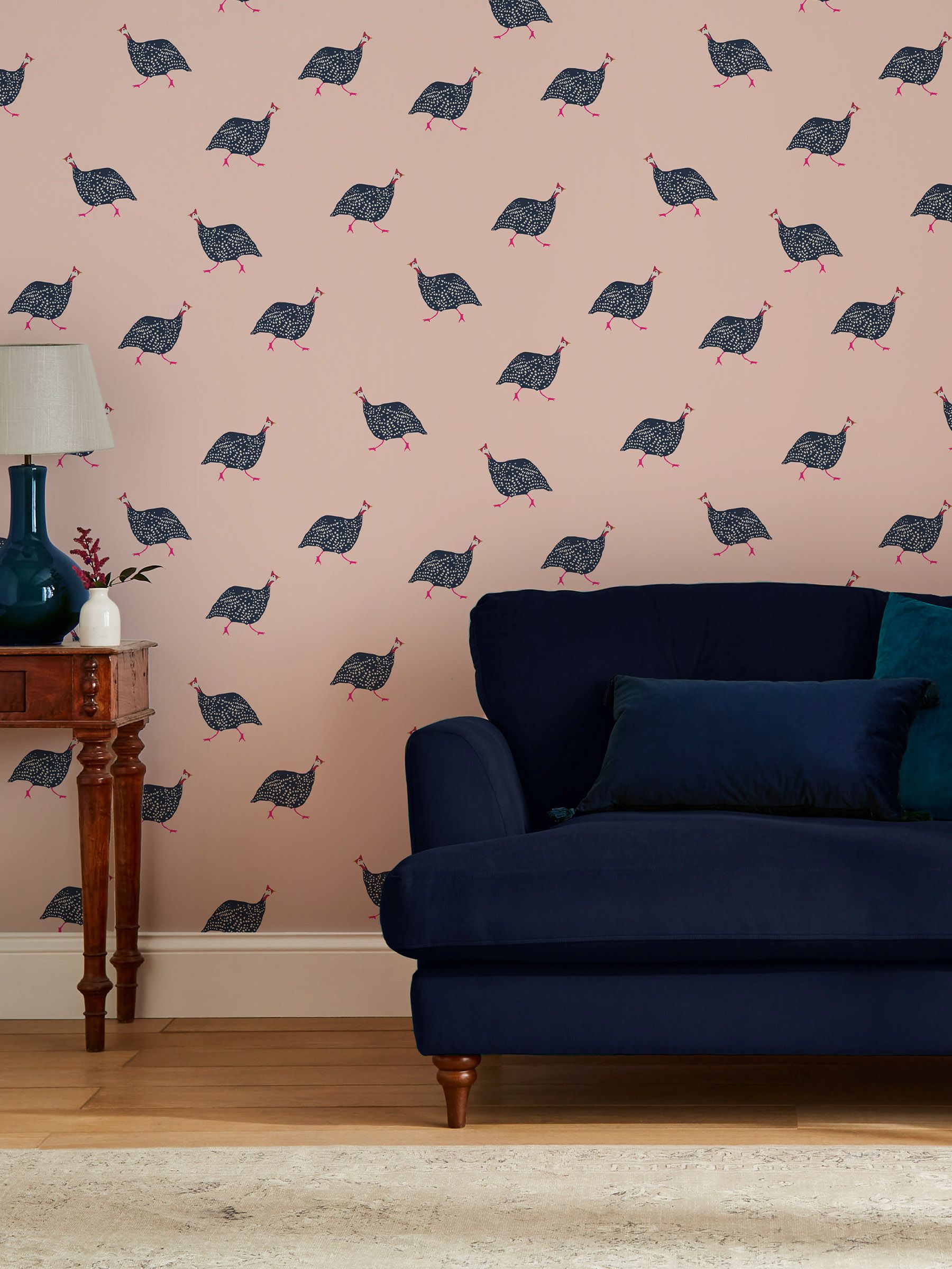 Blush Pink Guinea Fowl 10M Wallpaper - Image 1 of 3
