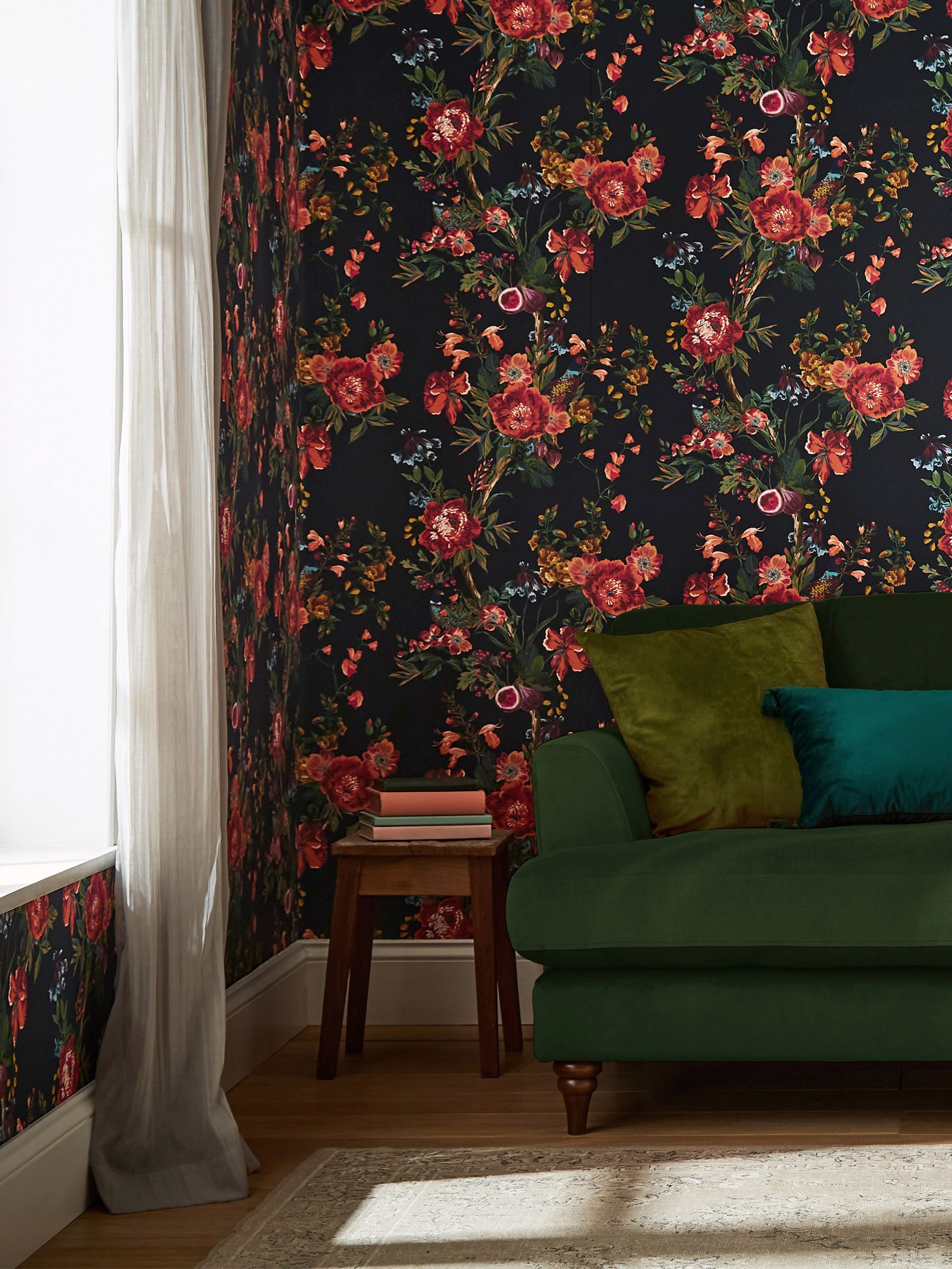French Navy Forest Chinoiserie 10M Wallpaper - Image 1 of 3