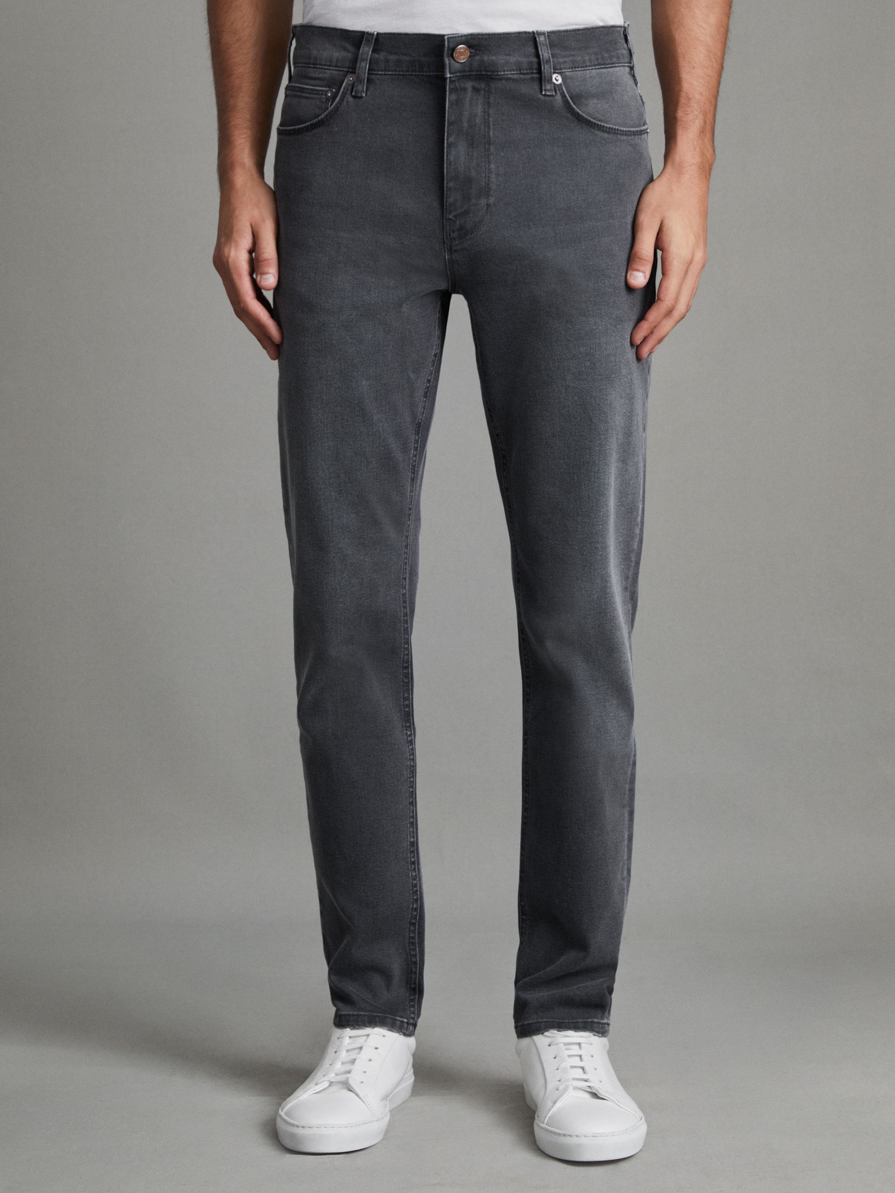 Slim Fit Washed Jersey Jeans in Grey - Image 1 of 6 Slim Fit Washed Jersey Jeans in Grey - Image 1 of 6