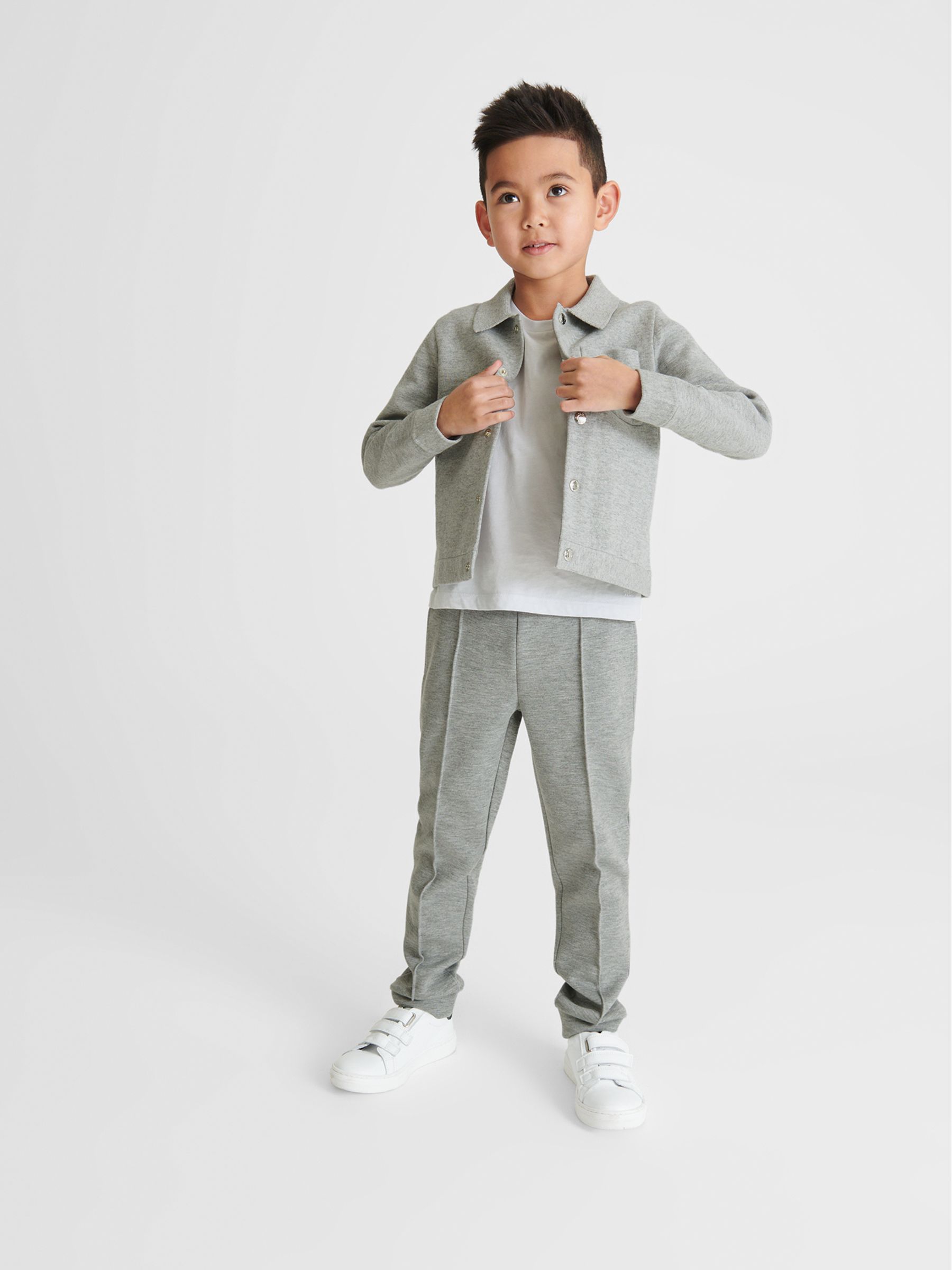 Wool Blend Overshirt in Soft Grey - Image 1 of 6