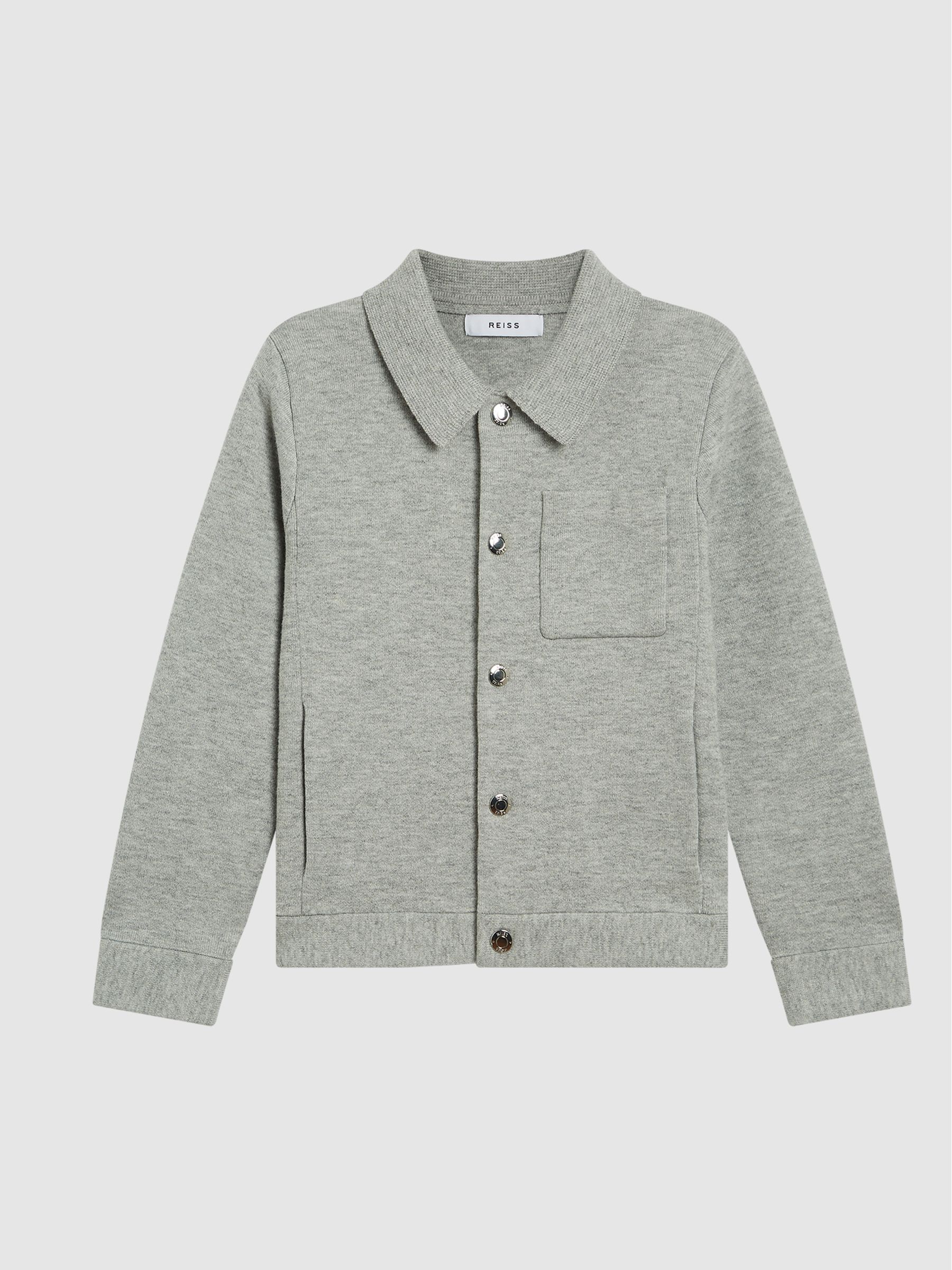 Wool Blend Overshirt in Soft Grey - Image 2 of 6 Wool Blend Overshirt in Soft Grey - Image 2 of 6