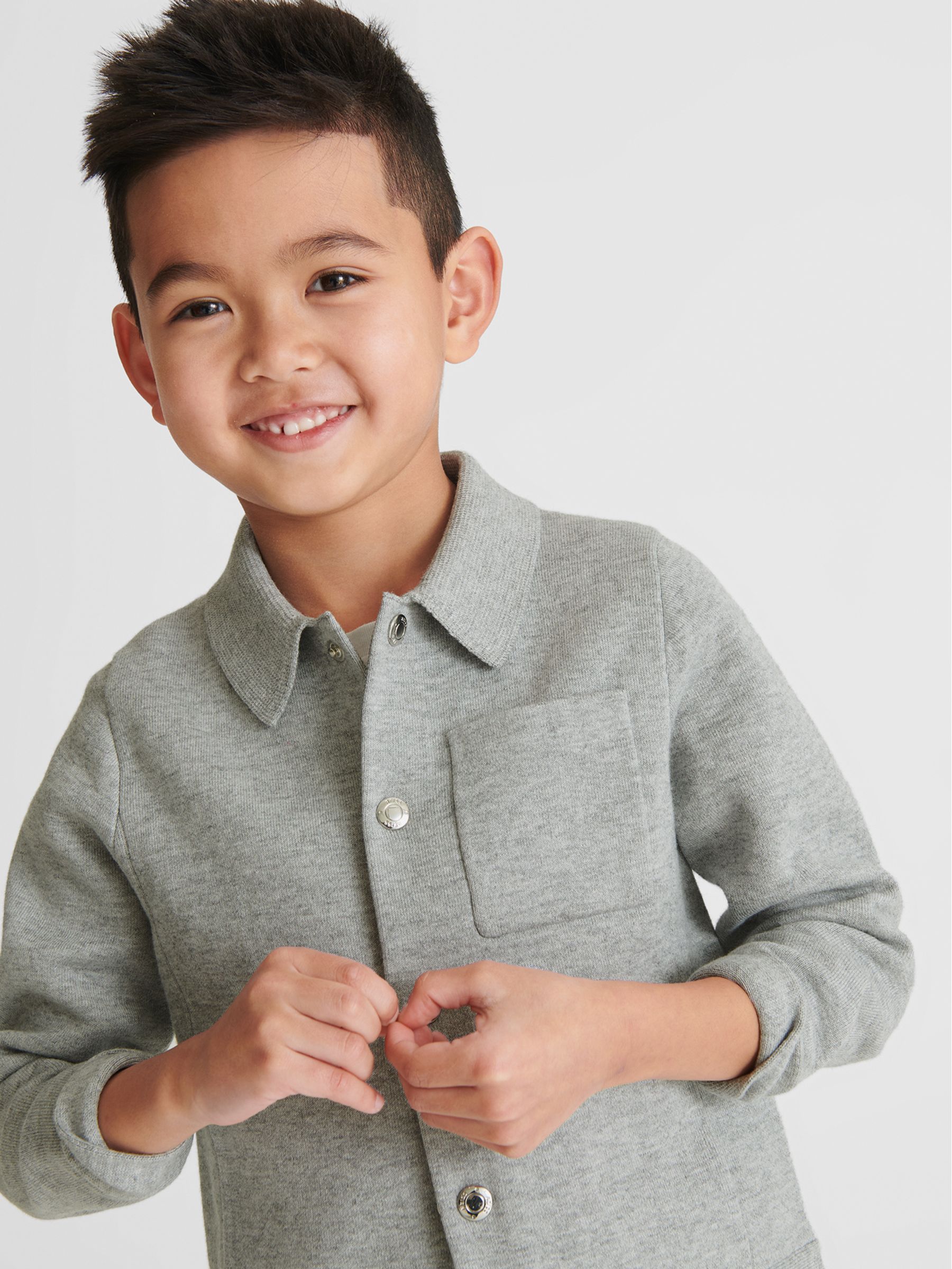 Wool Blend Overshirt in Soft Grey - Image 3 of 6