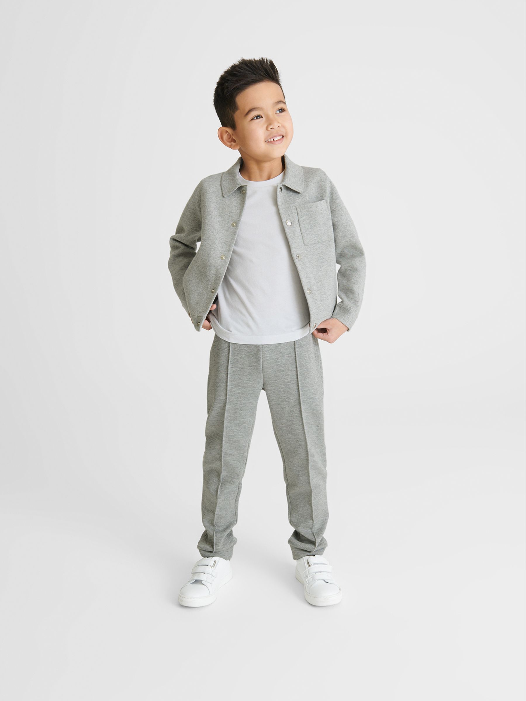 Wool Blend Overshirt in Soft Grey - Image 4 of 6