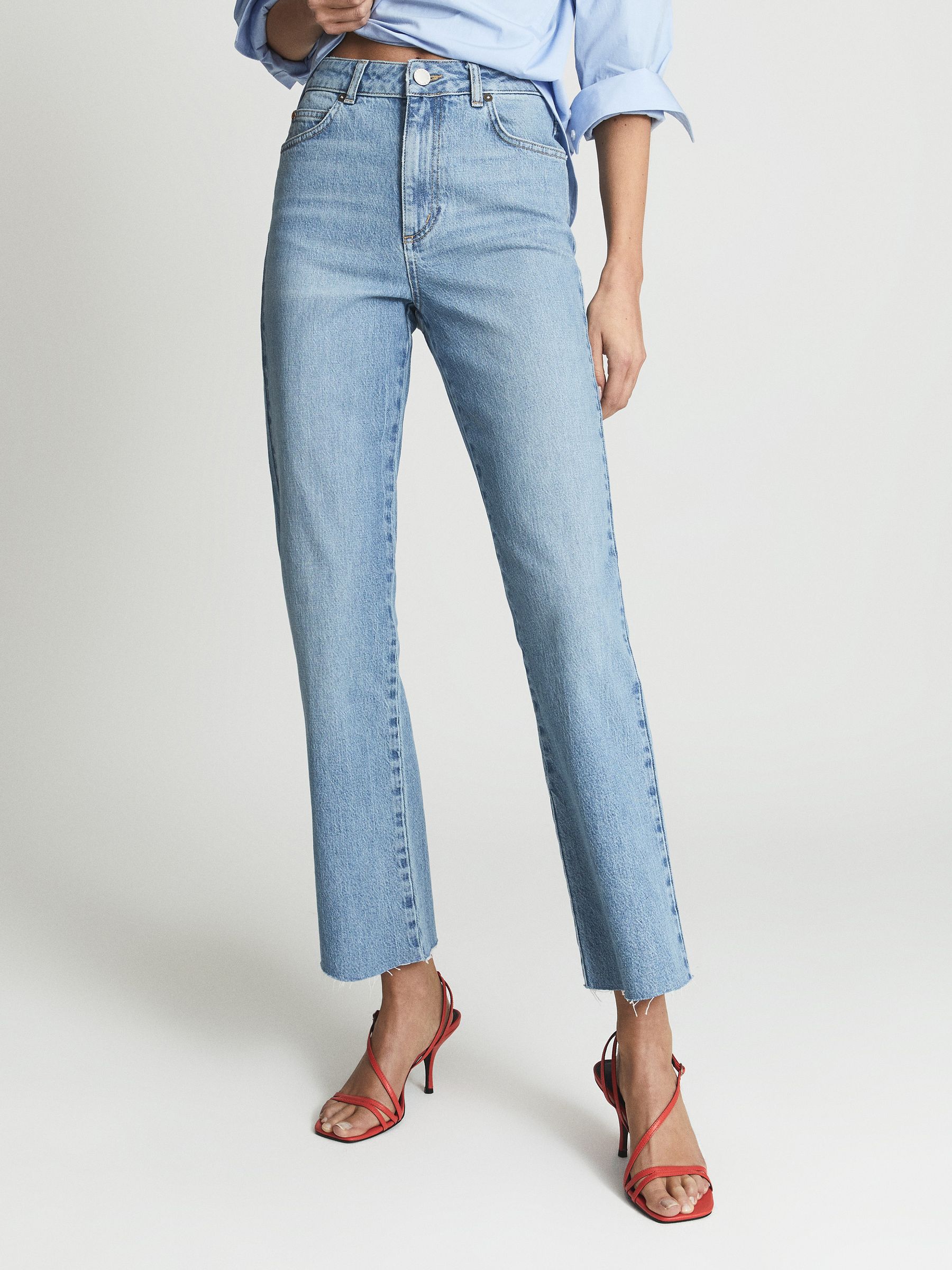Mid Rise Kick Flared Jeans in Light Blue - Image 3 of 6