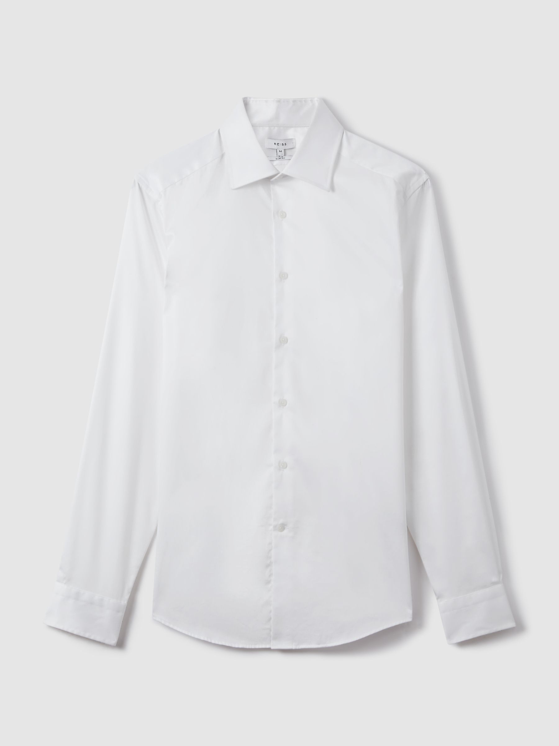 Slim Fit Cotton Blend Shirt in White - Image 2 of 9