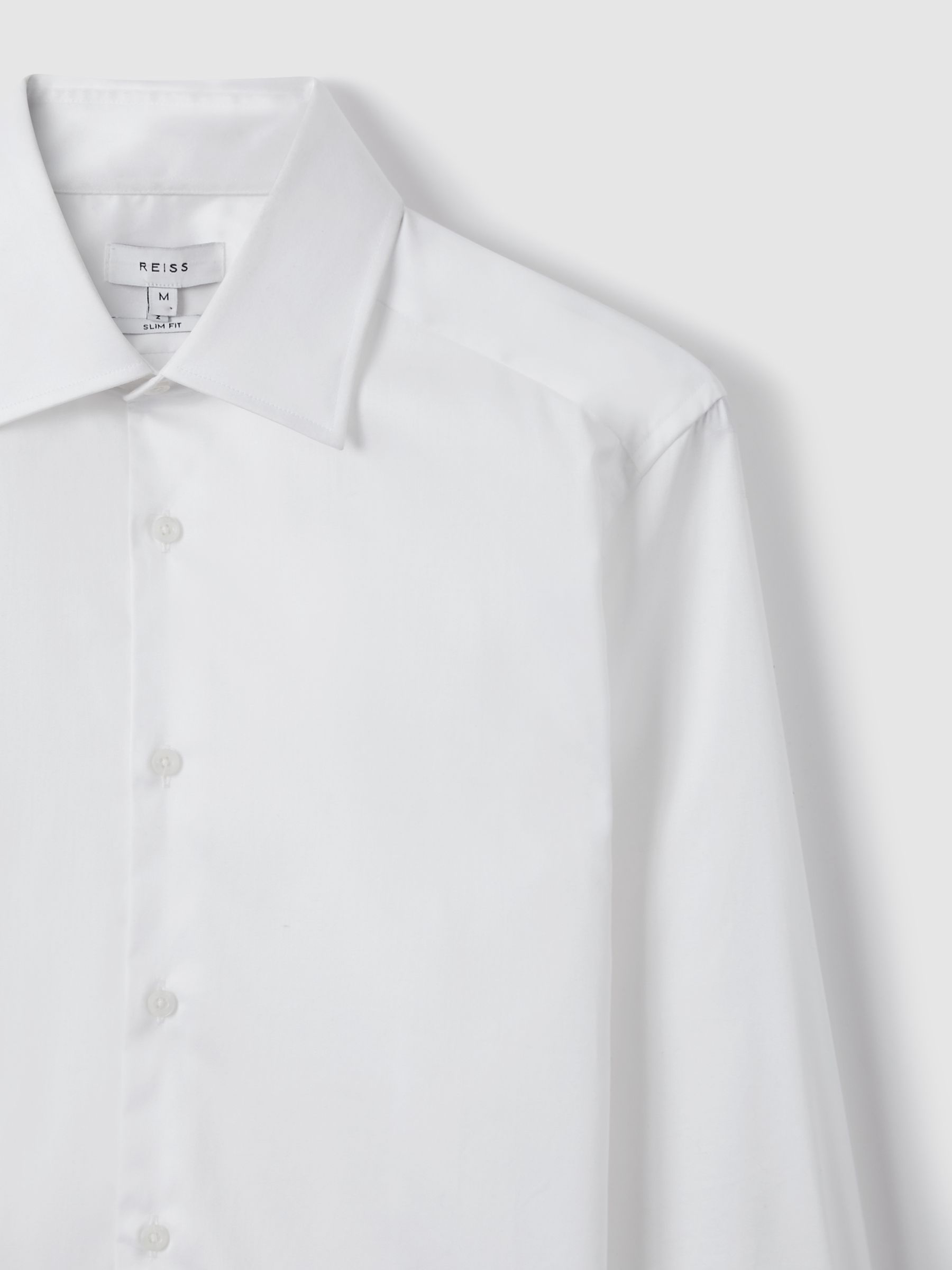 Slim Fit Cotton Blend Shirt in White - Image 5 of 9