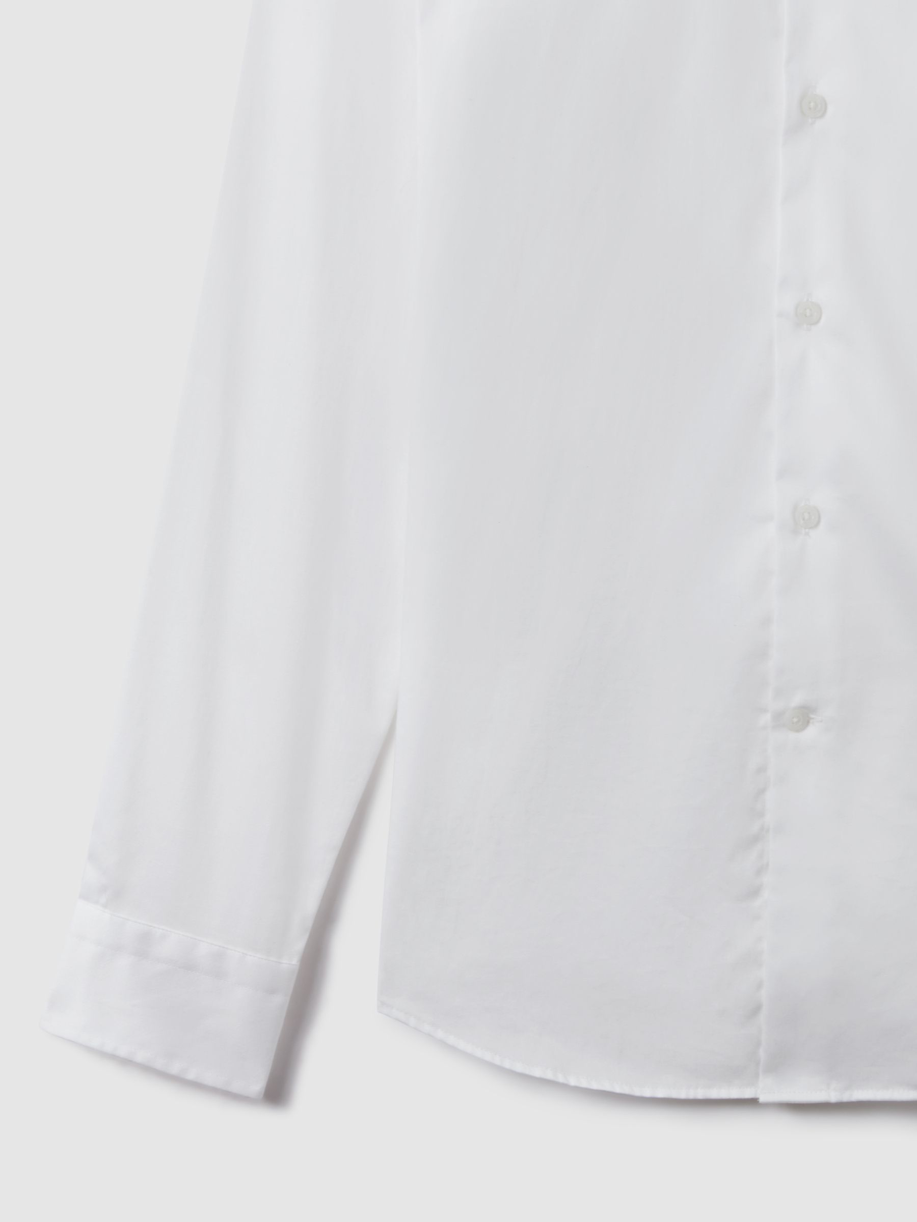 Slim Fit Cotton Blend Shirt in White - Image 6 of 9