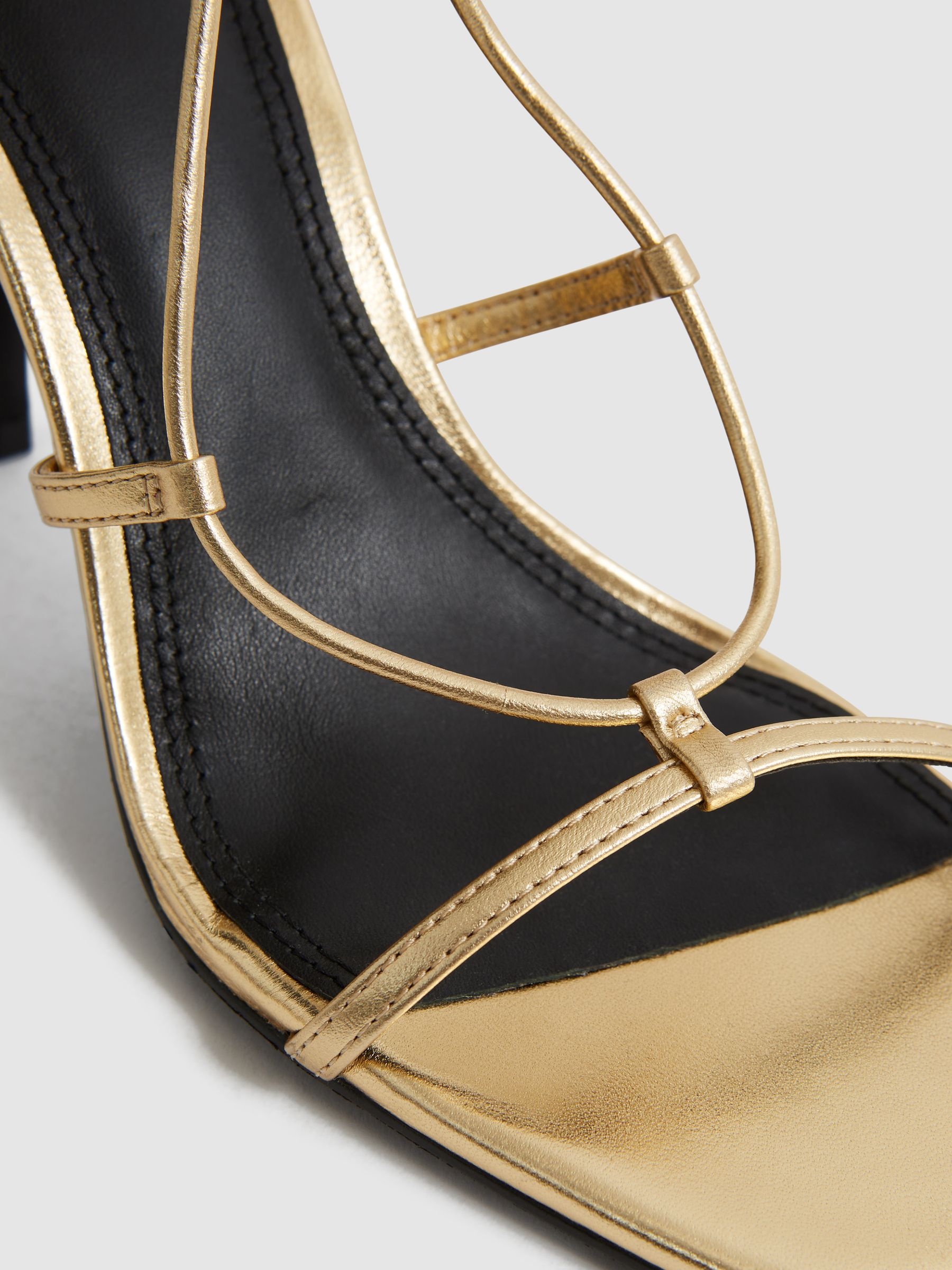 Leather Strappy Wrap Sandals in Gold - Image 5 of 8