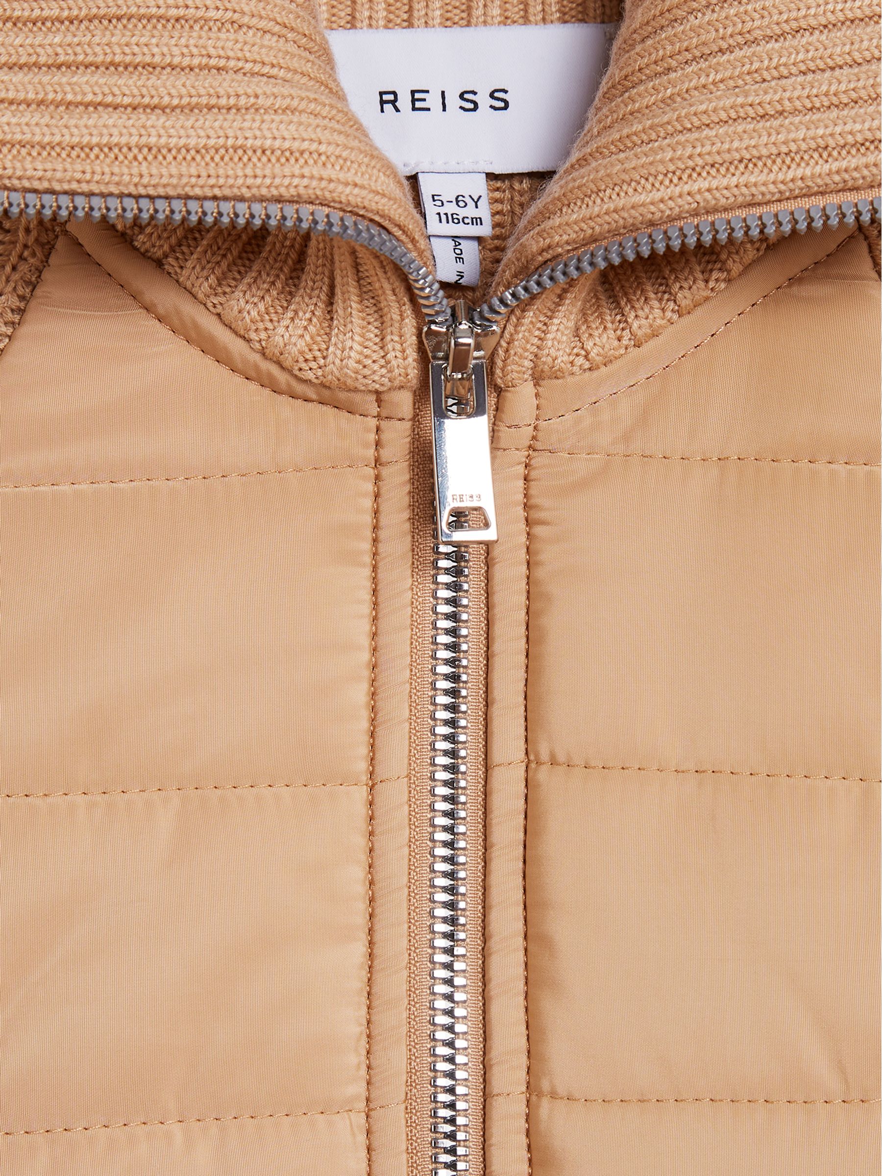 Knitted Hybrid Jacket in Camel - Image 6 of 8