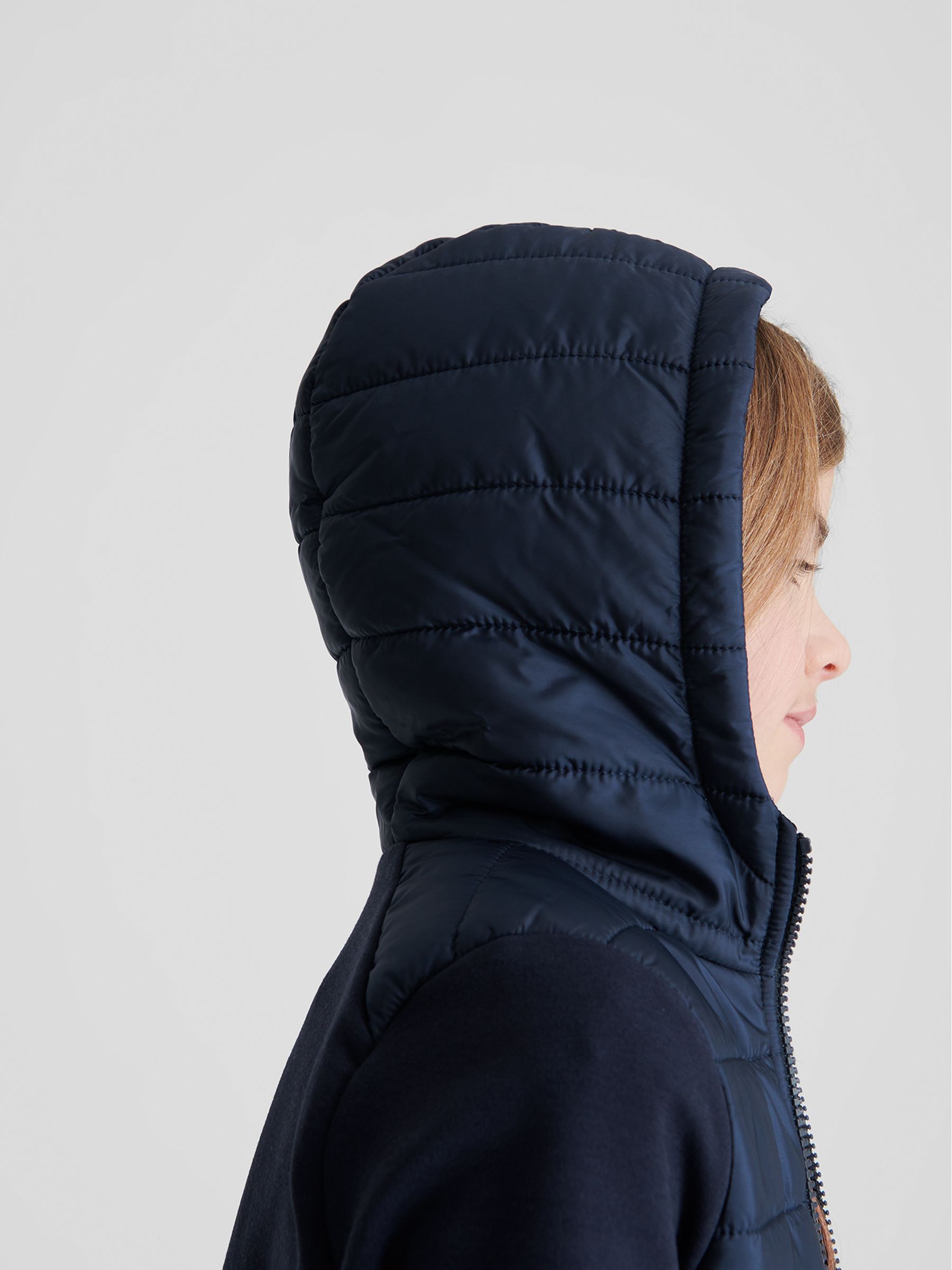 Jersey Hooded Hybrid Jacket in Navy - Image 7 of 9