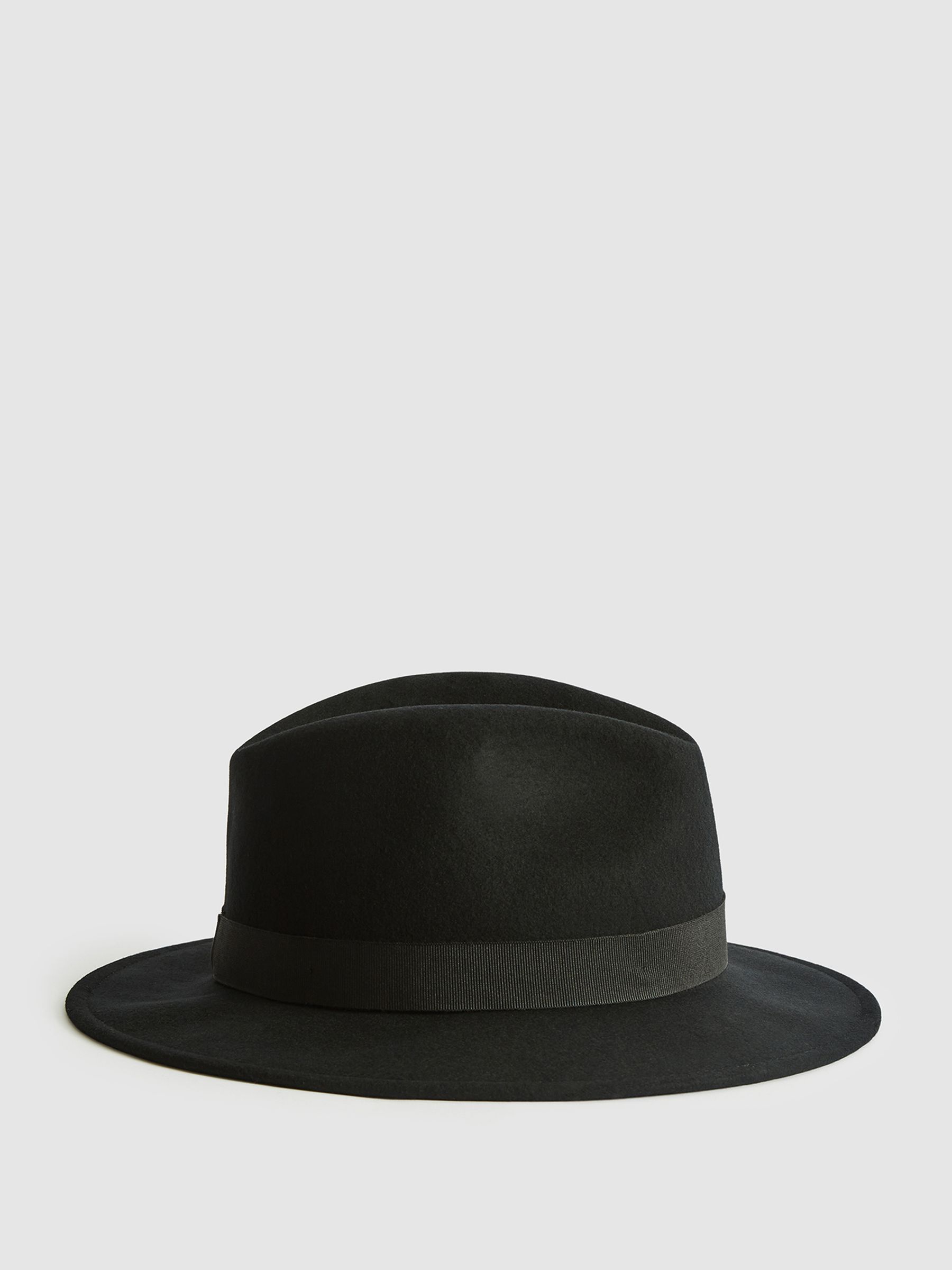 REISS Ashbourne Hat 100% Wool Fedora Hat Size  M/L Reiss Wool Fedora Hat in Ivory | REISS main image 3