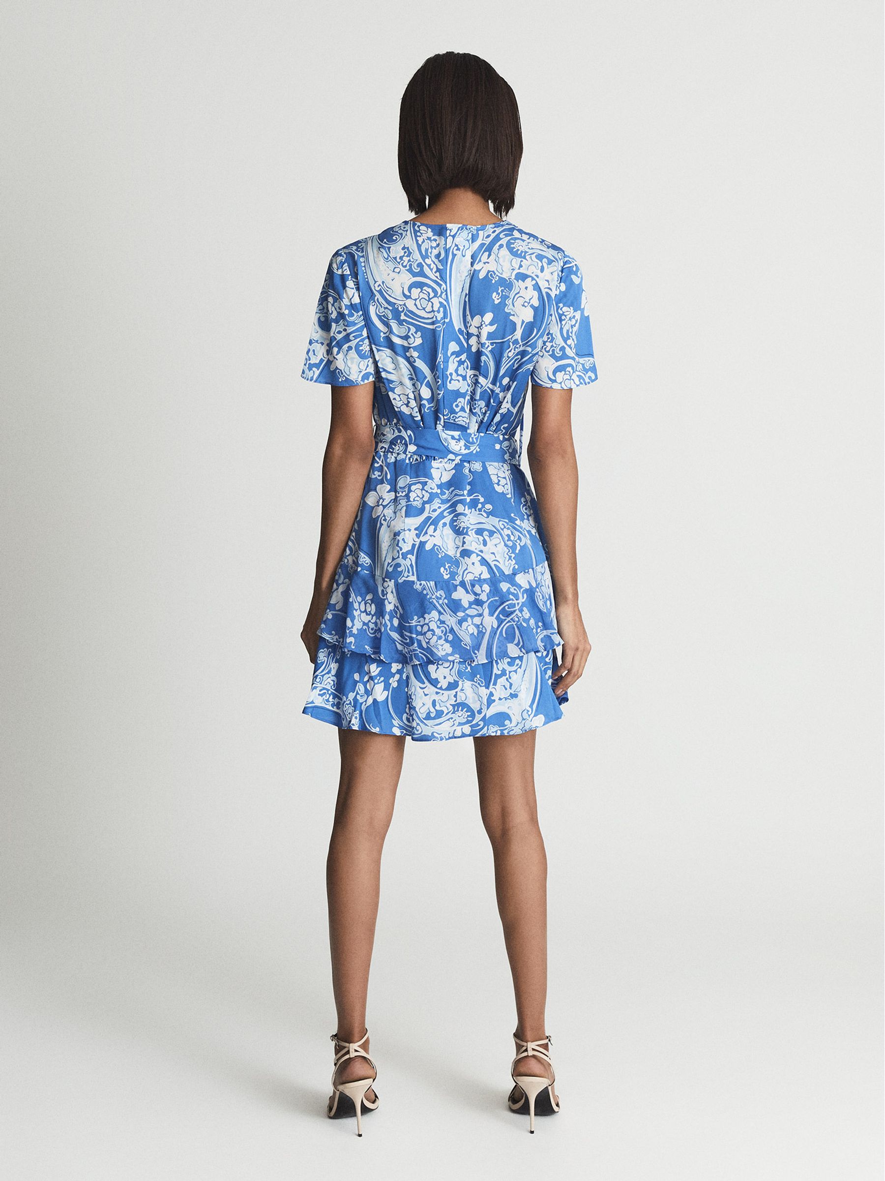 Reiss Regular Paisley Flippy Mini Dress in Blue - REISS