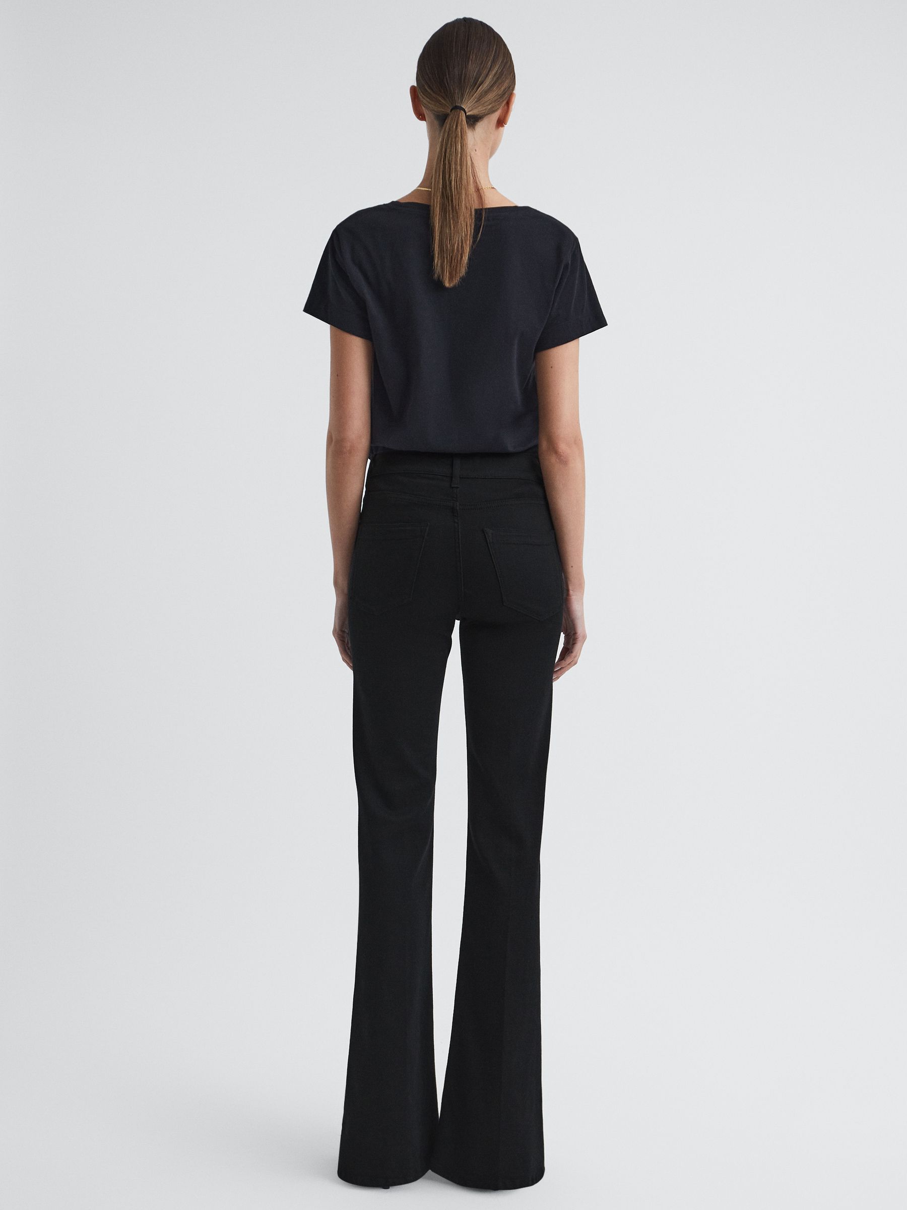 High Rise Skinny Flared Jeans in Black - Image 5 of 9