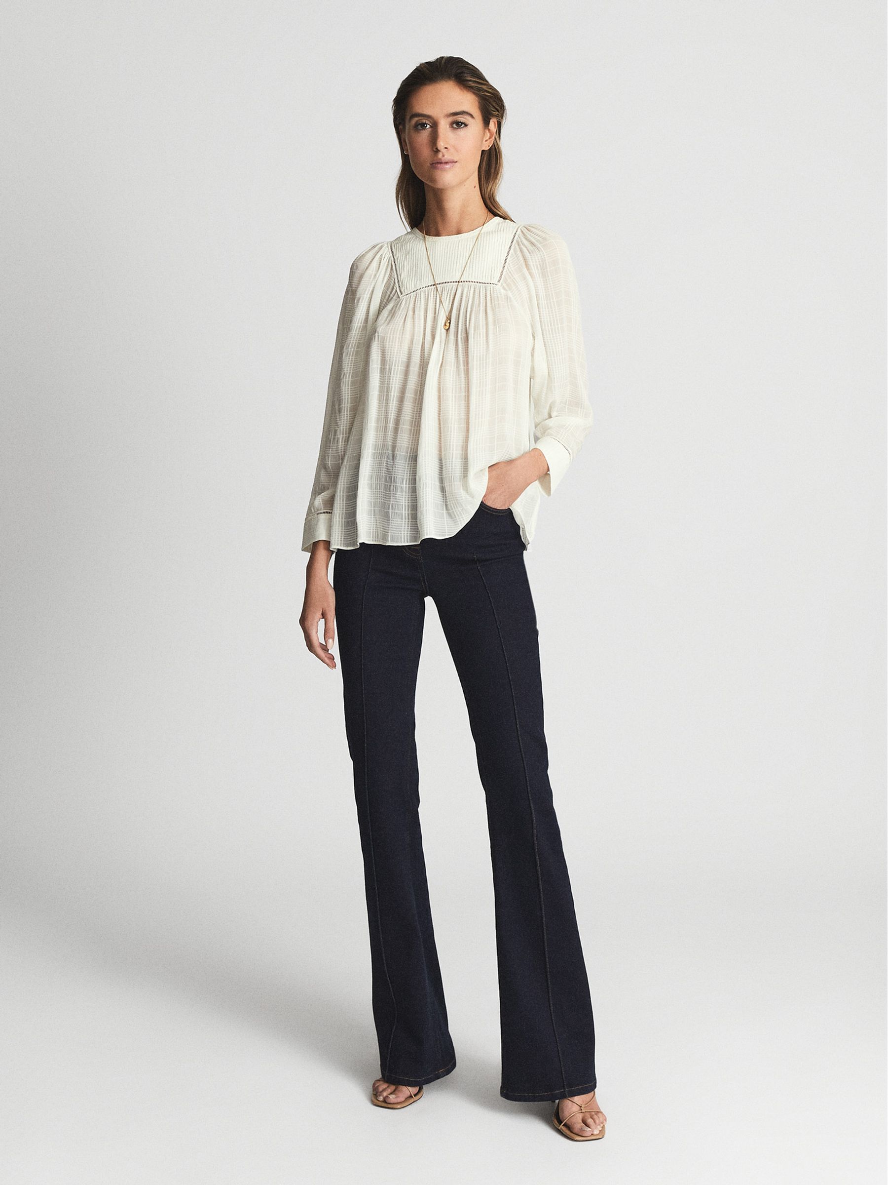 Ladder Interest Blouse in White - Image 3 of 5