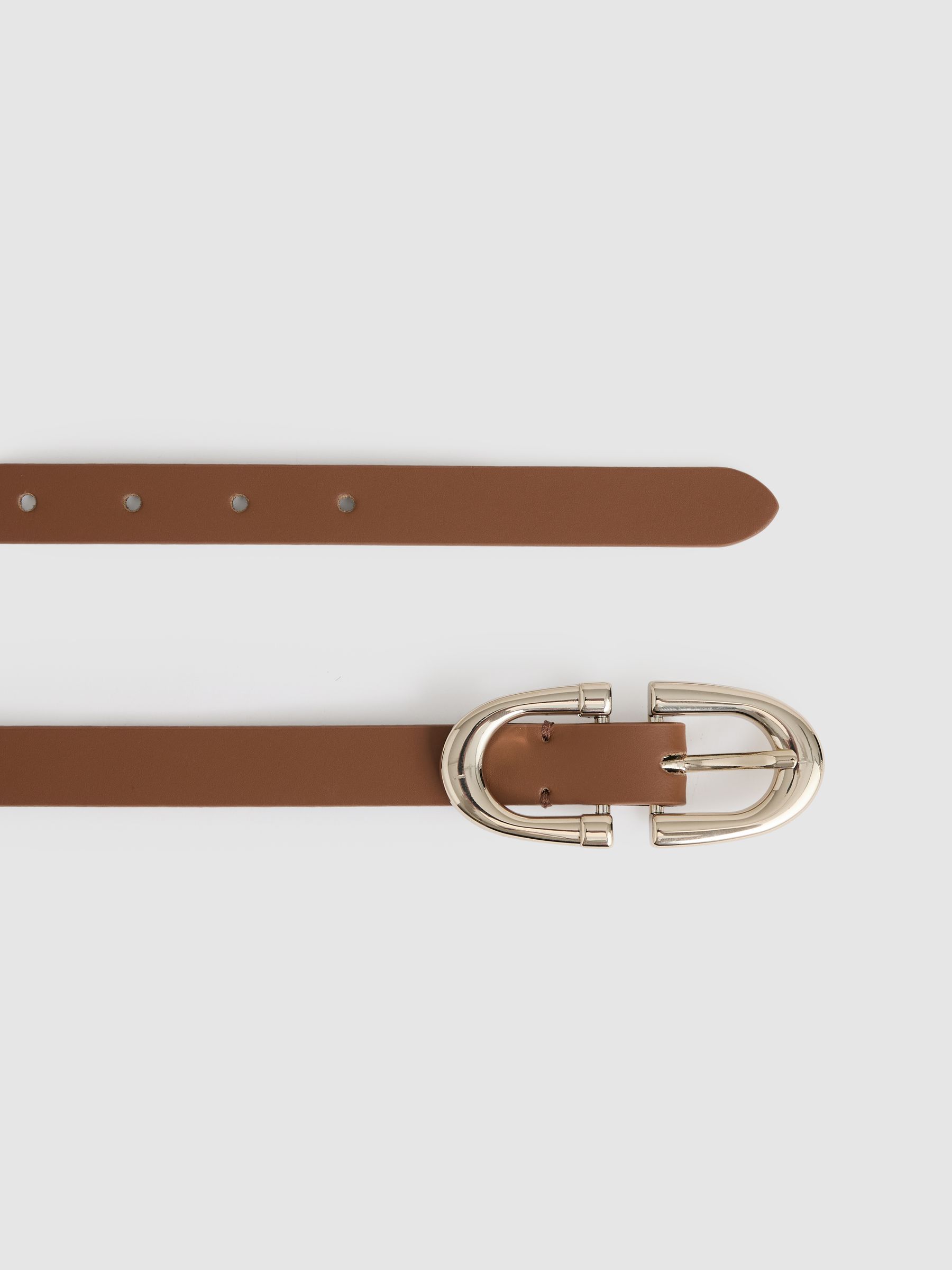 Leather Horseshoe-Buckle Belt in Tan - image 2